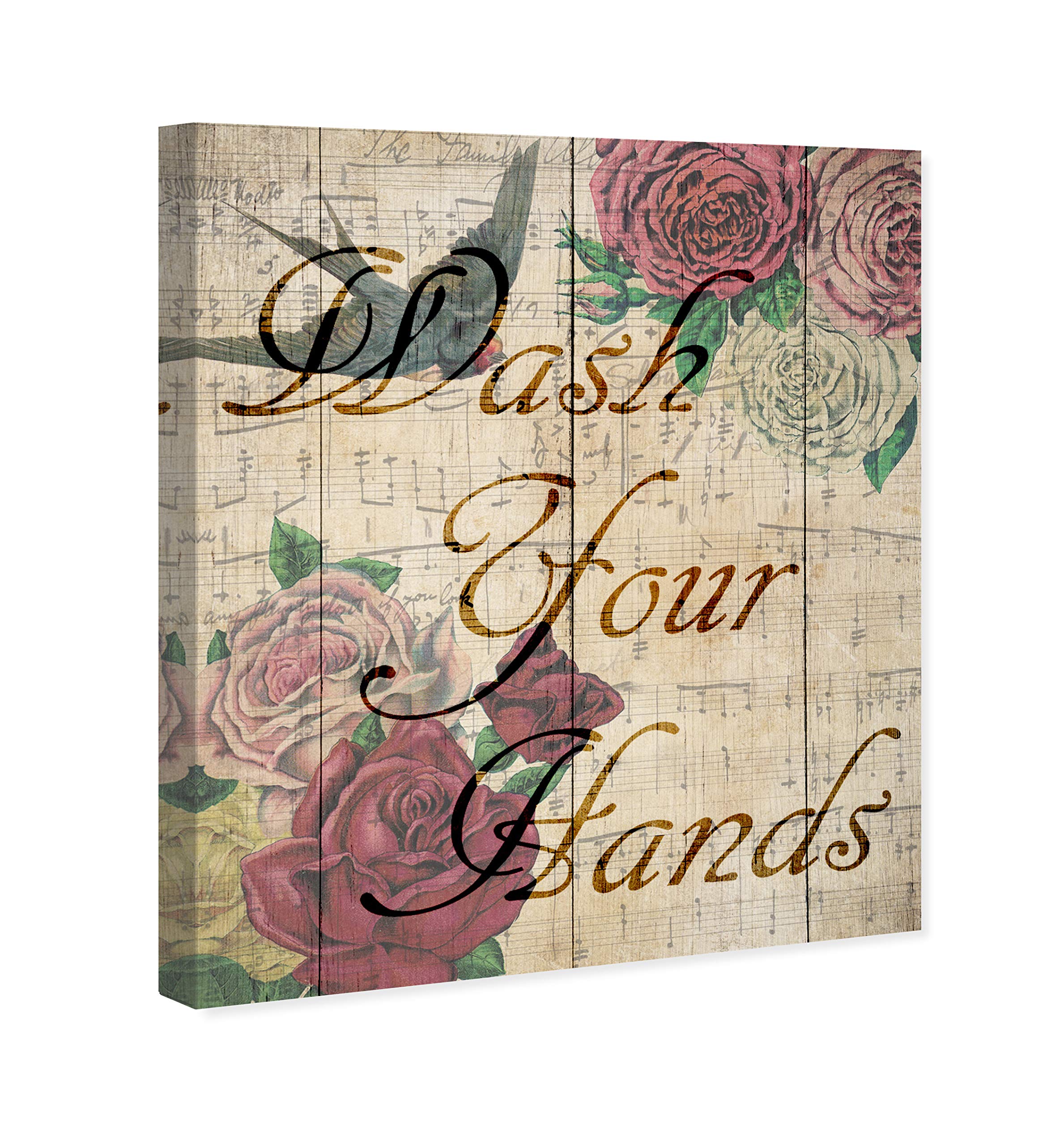 Oliver Gal Artist Co. Wash Your Hands Bathroom Wall Art Canvas Print - 30x36 Inch Brown & Red Home Decor for Bathroom, Spa, or Powder Room