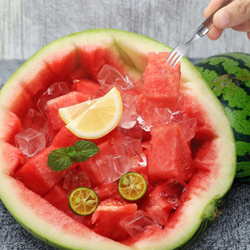 2-in-1 Stainless Steel Fruit Cutter & Watermelon Slicer - Dual Head Kitchen Tool for Watermelons, Pineapples & Fruits - Perfect for Summer BBQs, Picnics & Home Kitchen Use