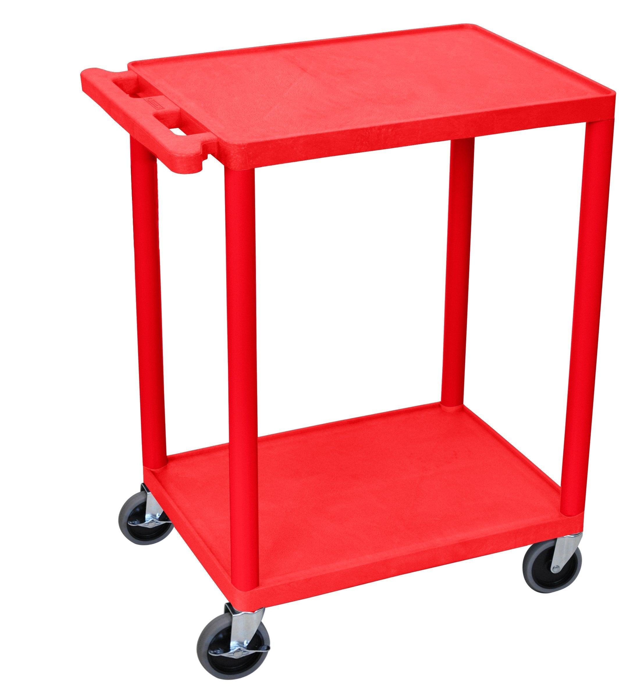 Luxor 2-Tier Rolling Utility Cart in Red - Perfect for Kitchen, Office, or Craft Room Organization and Storage