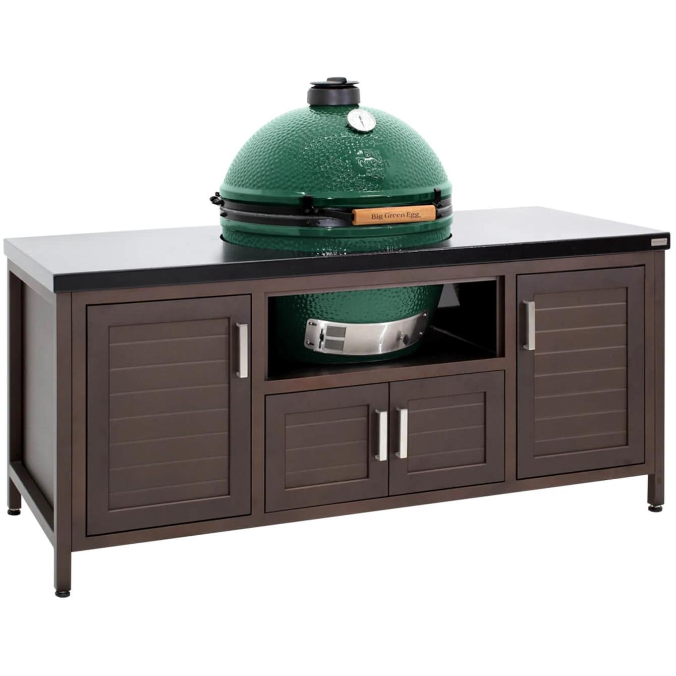 Big Green Egg 72-Inch Modern Farmhouse Style Outdoor Grill Table for XL Egg 127730 - Perfect for Backyard BBQs, Patio Cooking & Outdoor Entertaining