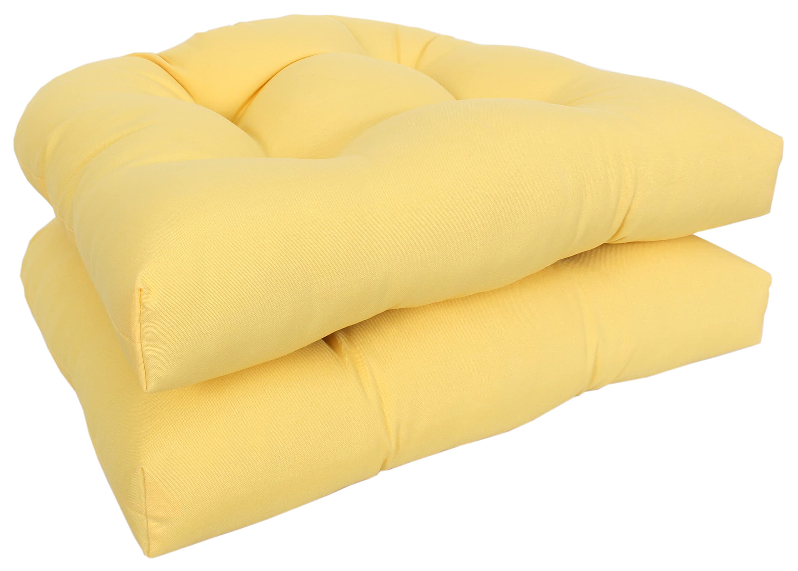 2-Pack 19x19x4 Inch Solid Canary Wicker Seat Cushions for Patio, Deck, Poolside & Indoor Furniture - Water-Resistant Outdoor/Indoor Chair Cushions