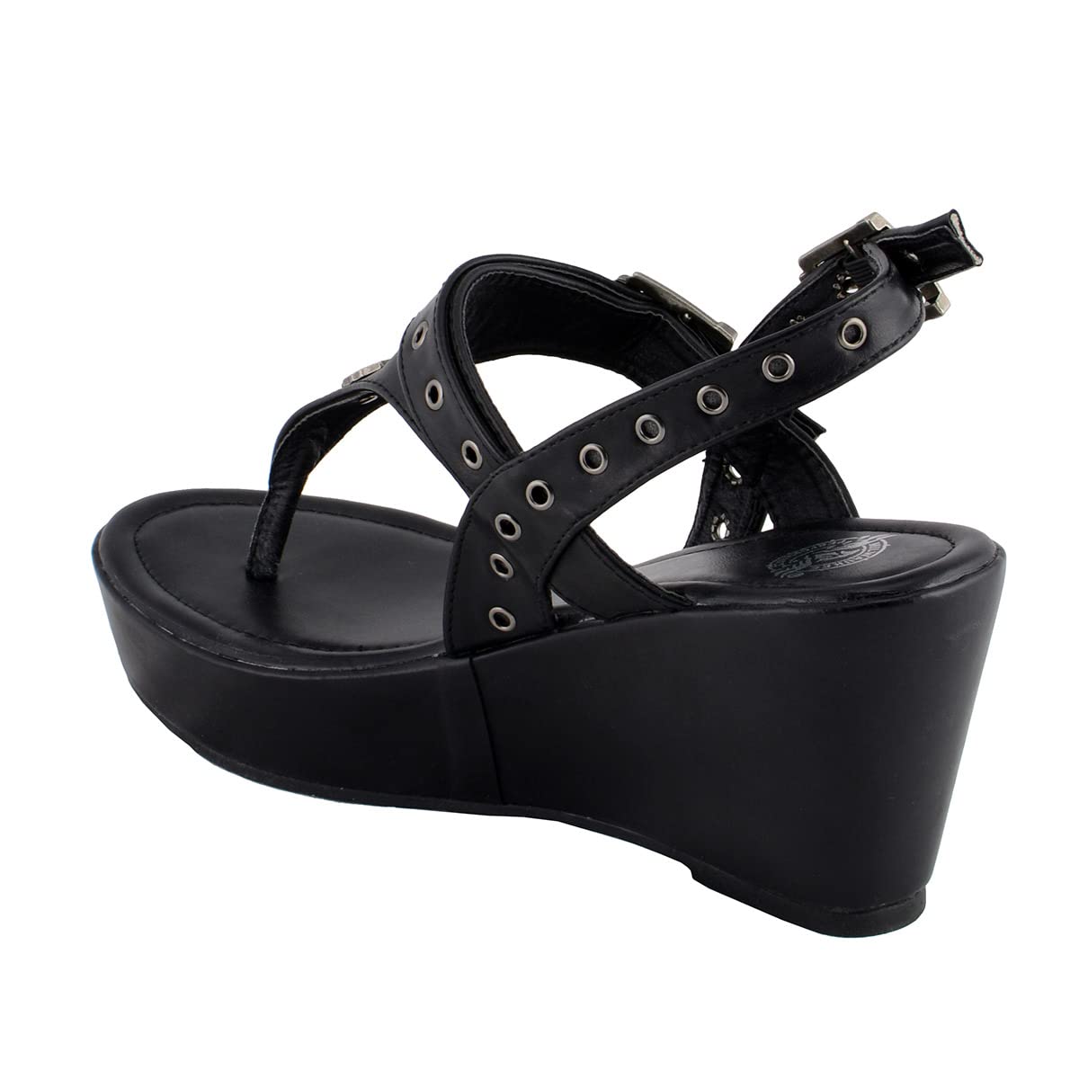 Milwaukee Leather Women's Buckle Strap Wedge Sandals - Comfortable Summer Casual Shoes for Walking, Beach & Outdoor Activities