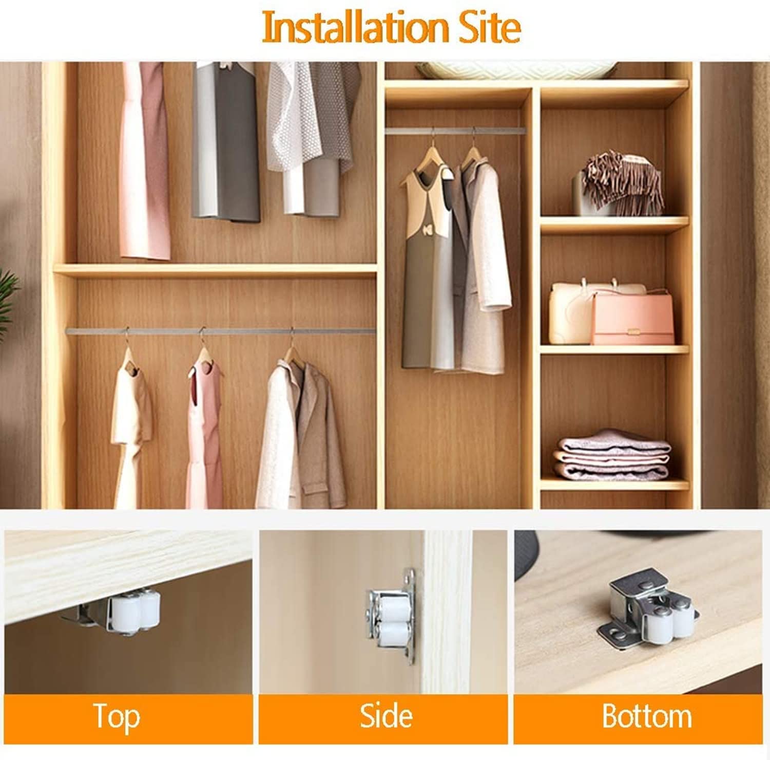 XMHF 20-Piece Silver Tone Double Roller Catch Cabinet Latch with Screws - Durable Drawer & Closet Hardware for Smooth Sliding Doors & Furniture Assembly