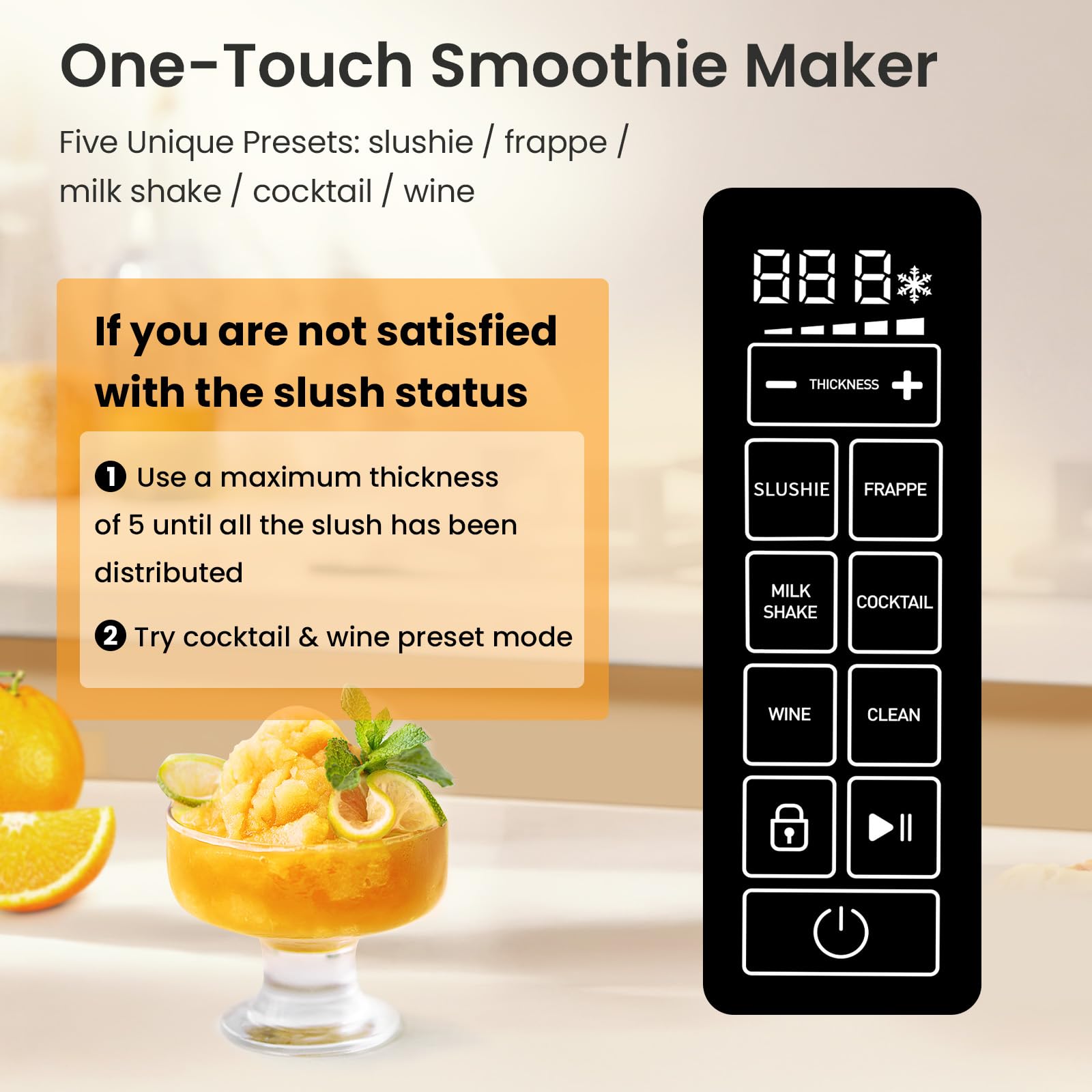 INOVIVA 68 oz Slushie Machine for Home - No Ice Needed, Self-Cleaning, 5 Preset Programs | Make Frozen Margaritas, Frappés, Milkshakes | Perfect for Parties, Cafés & Home Bars