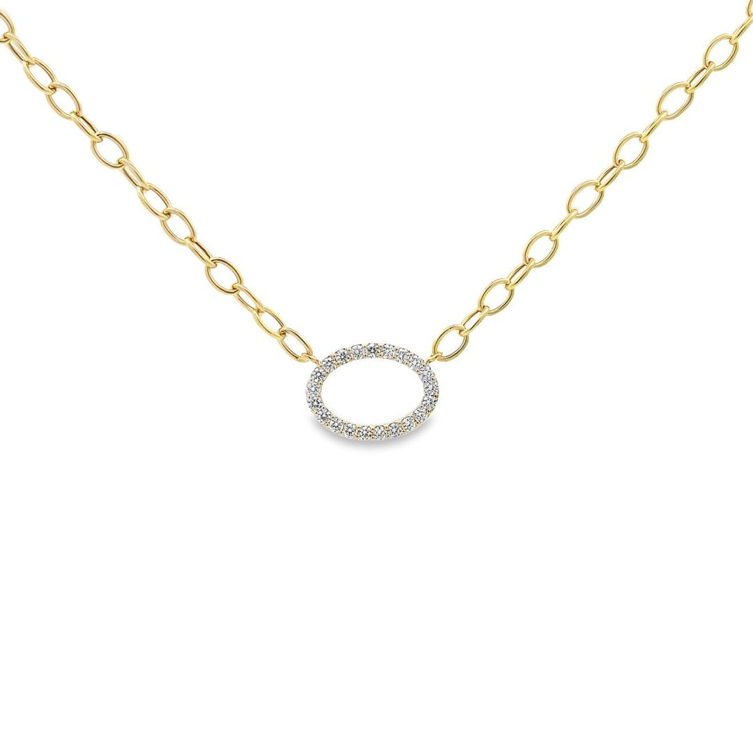 1.00 Carat Oval Diamond Pendant Necklace - 18K Gold Open Oval Pendant for Women - Perfect for Weddings, Anniversaries & Special Occasions