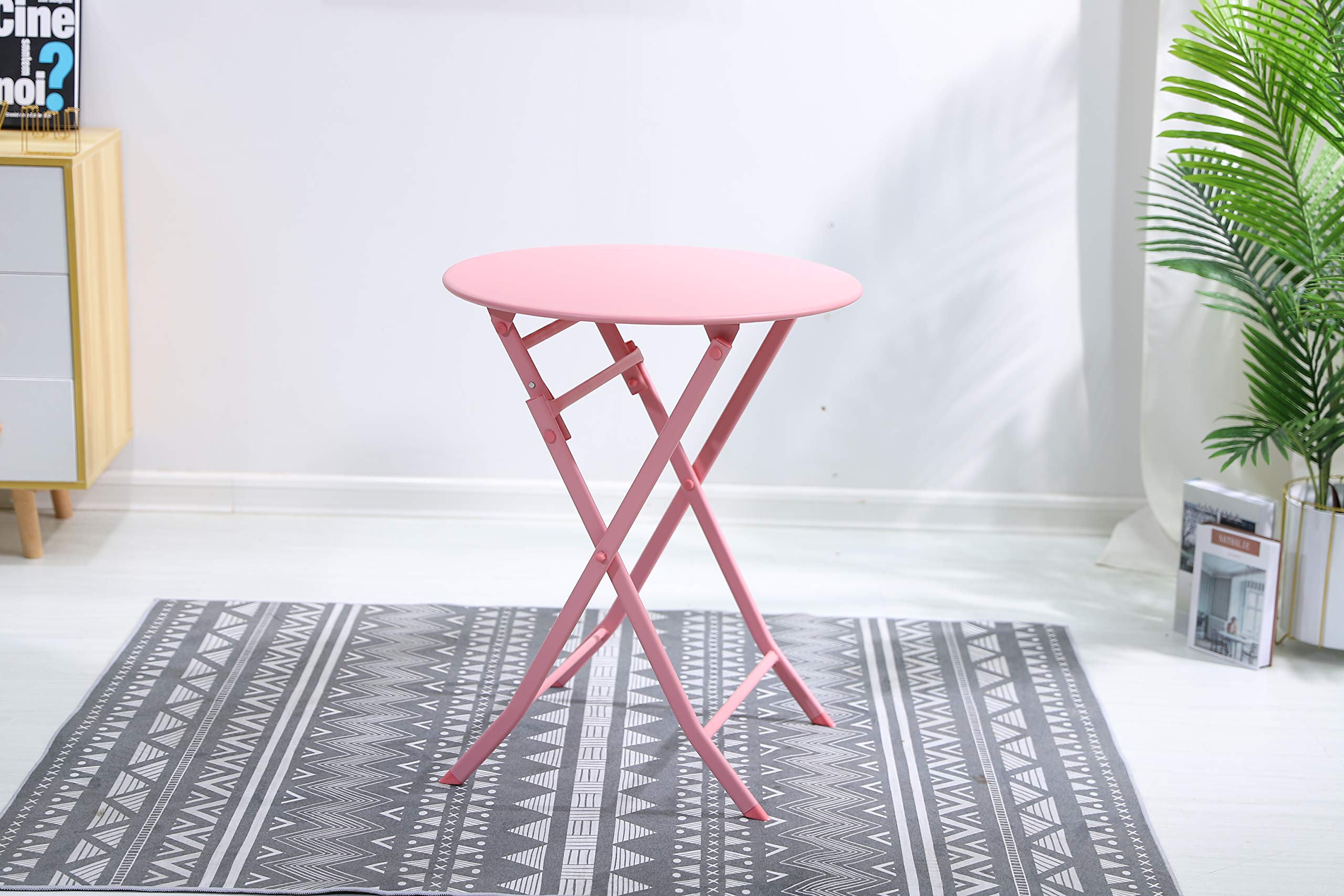 Holy Fire Kerr 3-Piece Outdoor Patio Bistro Set with Round Table (Pink) - Perfect for Garden, Balcony, Backyard Dining & Coffee Time