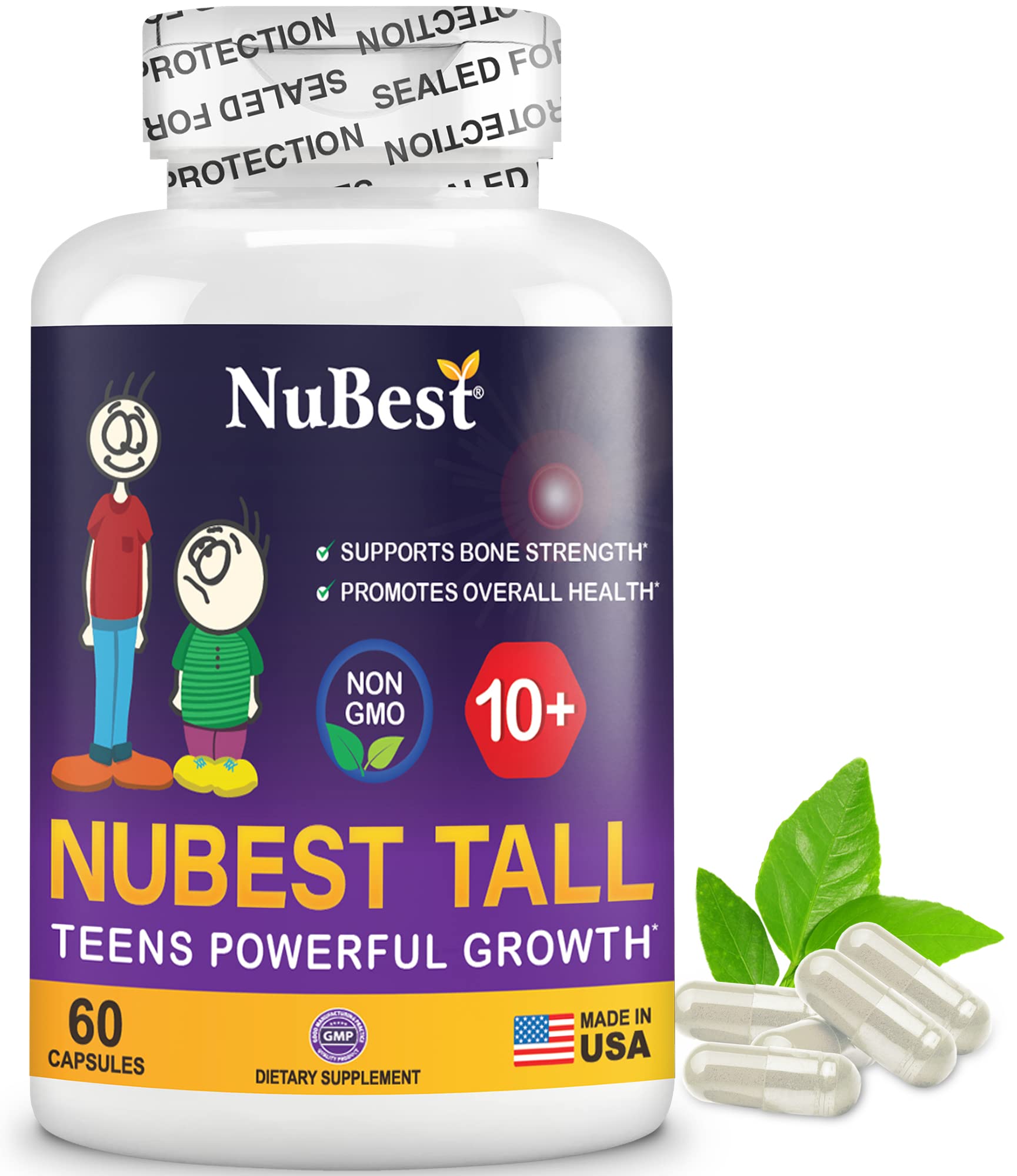 NuBest Tall 10+ Height Growth Supplement & Doctor Plus for Kids and Teens - Natural Growth Capsules with Calcium & Vitamins for Bone Health, Height Booster & Immune Support - Perfect for Active Children, Teen Athletes & Growing Teens