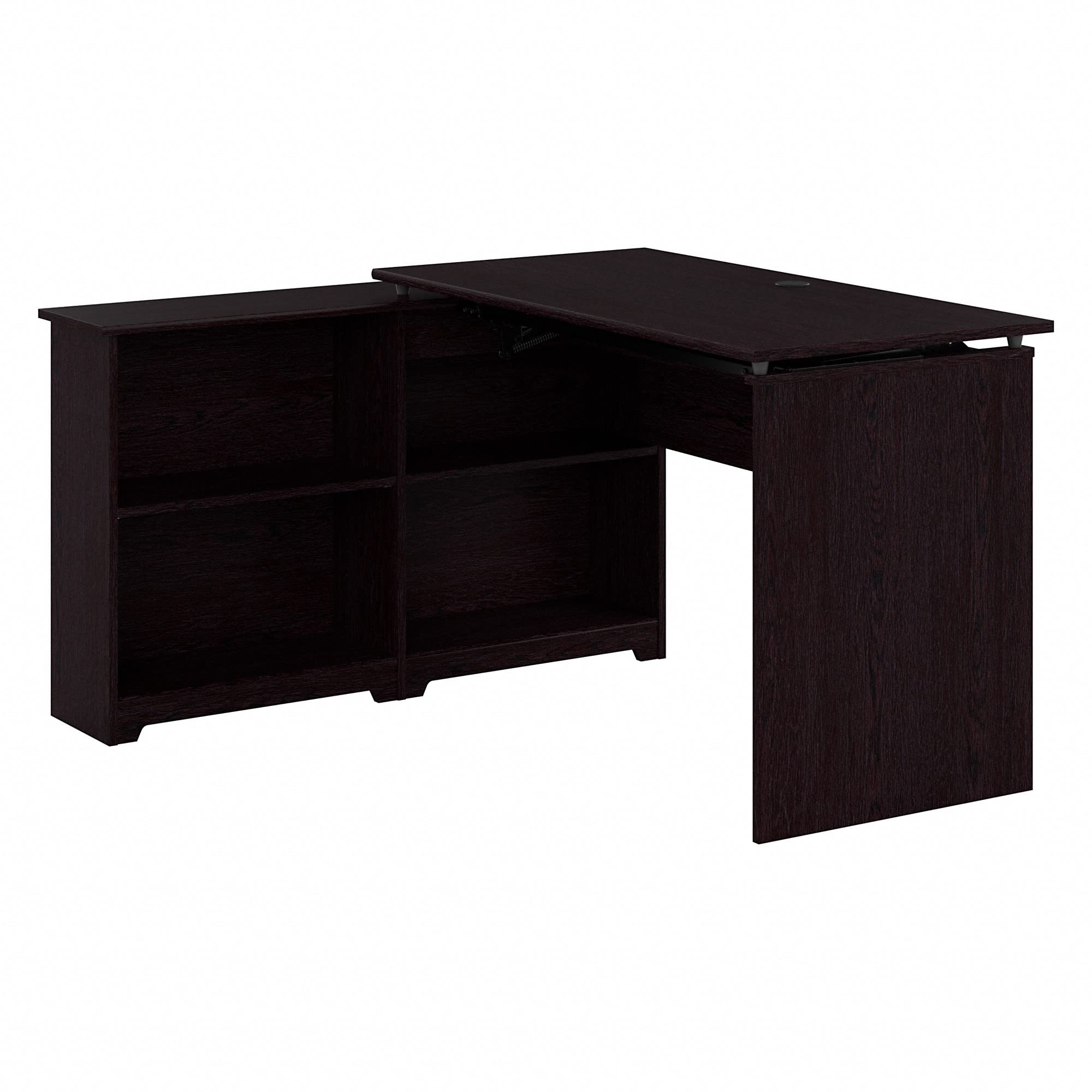 Bush Furniture Cabot 52W 3-Position Adjustable Height Sit to Stand Corner Desk with Shelves in Espresso Oak - Perfect for Home Office, Small Spaces & Ergonomic Workstations