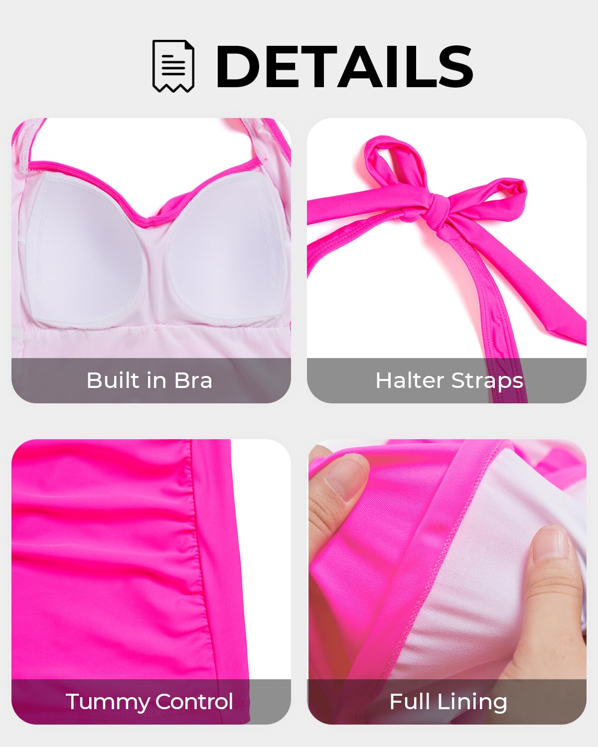 Women's Tummy Control Halter Tankini Swim Top - Sexy High Waist Bathing Suit for Women, Perfect for Beach Vacation & Pool Party