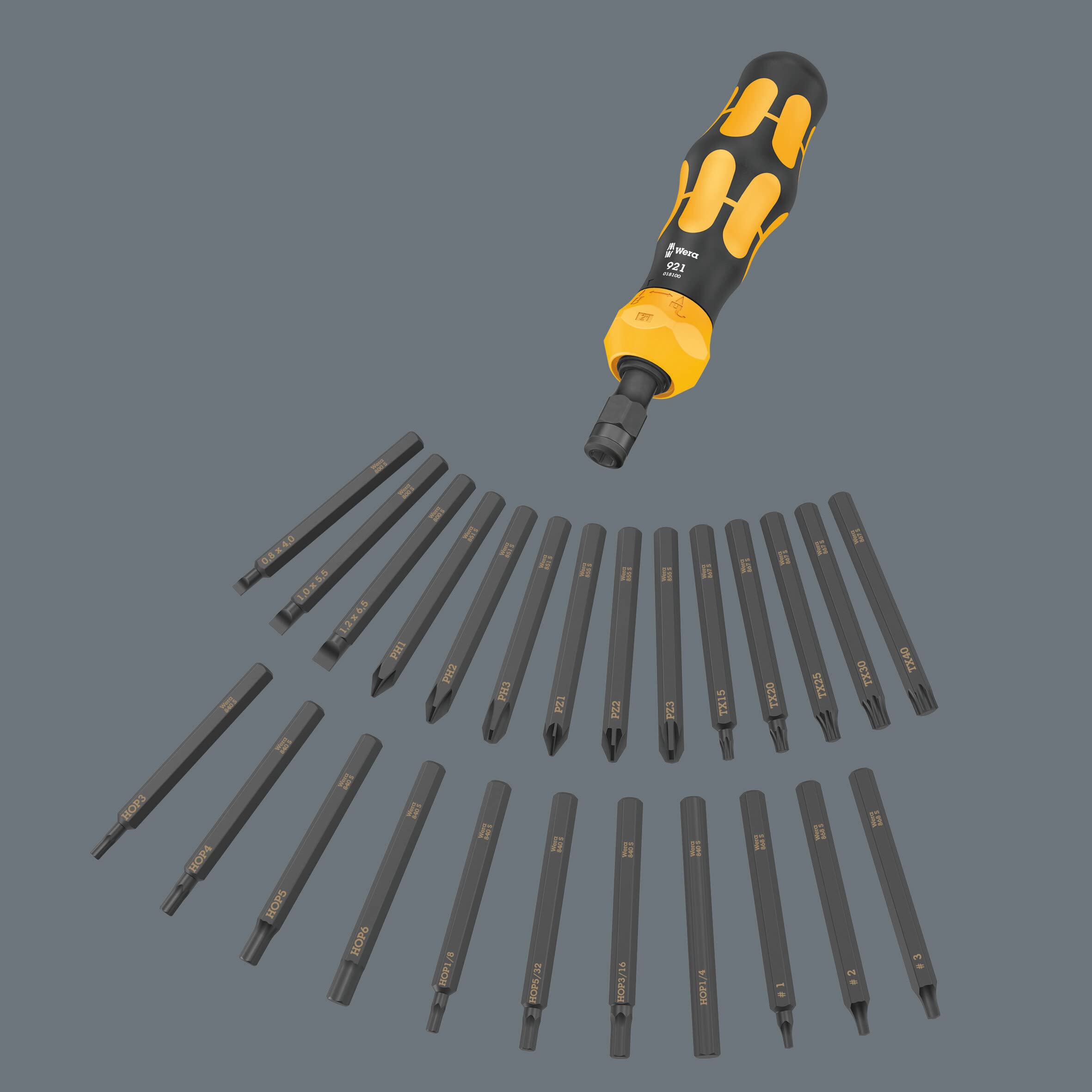 Wera 05018111001 Kraftform Kompakt 900 Imperial 19-Piece Impact Screwdriver Set - Black & Yellow | Professional Tool Kit for Home Repair, Automotive Maintenance & DIY Projects