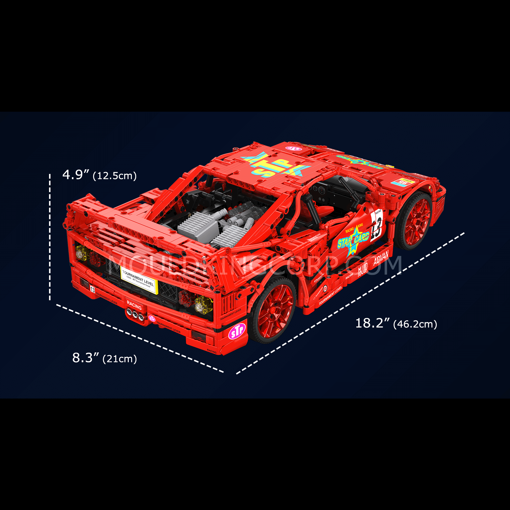 Mould King 13095 F40 Limited Edition Remote Control Race Car Building Kit | 2,688 PCS Model Blocks for Adults & Teens | DIY Collector's Toy for Home Display & Racing Play