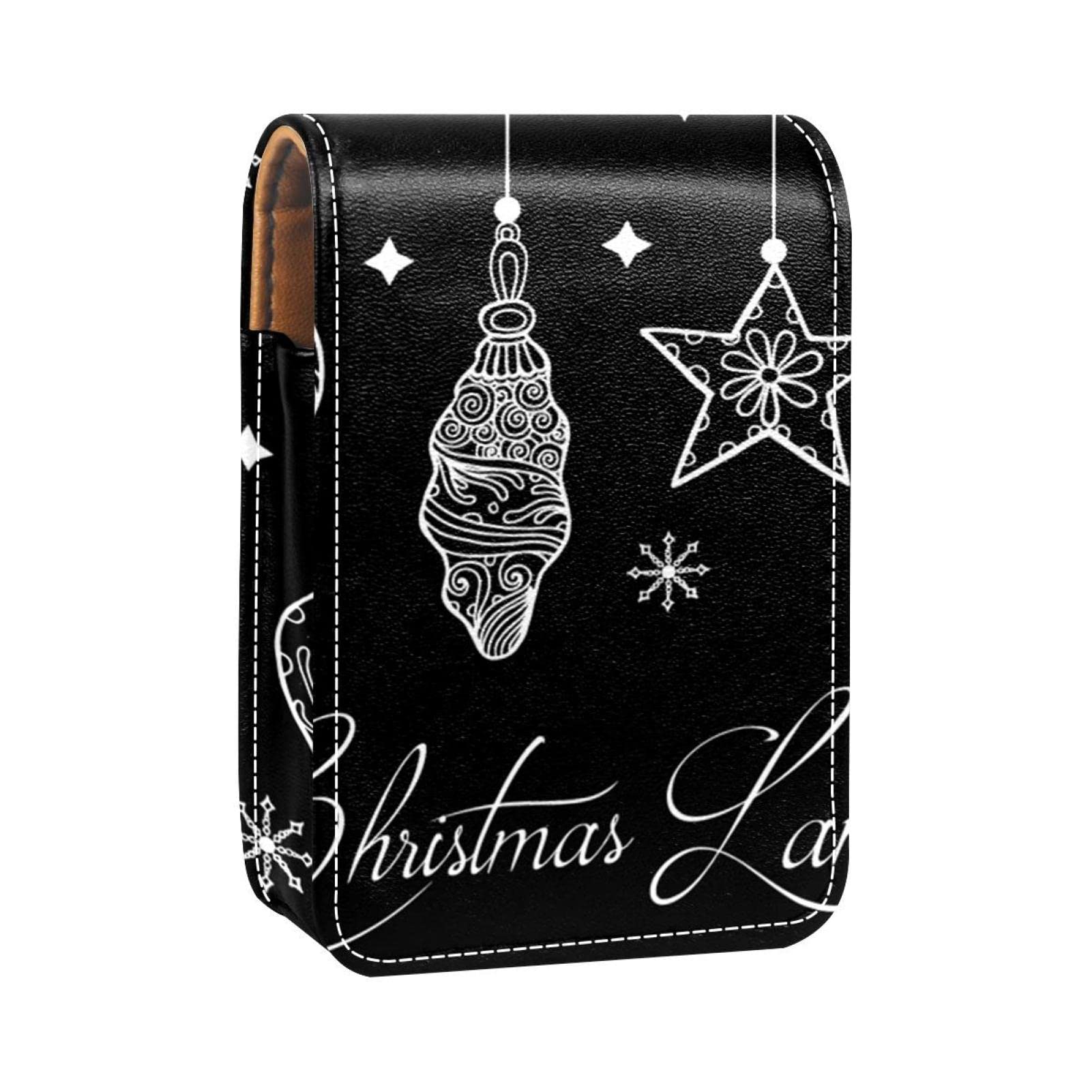 Custom Personalized Lipstick Case - Portable Makeup Bag & Cosmetic Pouch Organizer with Hand-Painted Christmas Lamp Design | Perfect for Travel, Gift Giving & Makeup Storage
