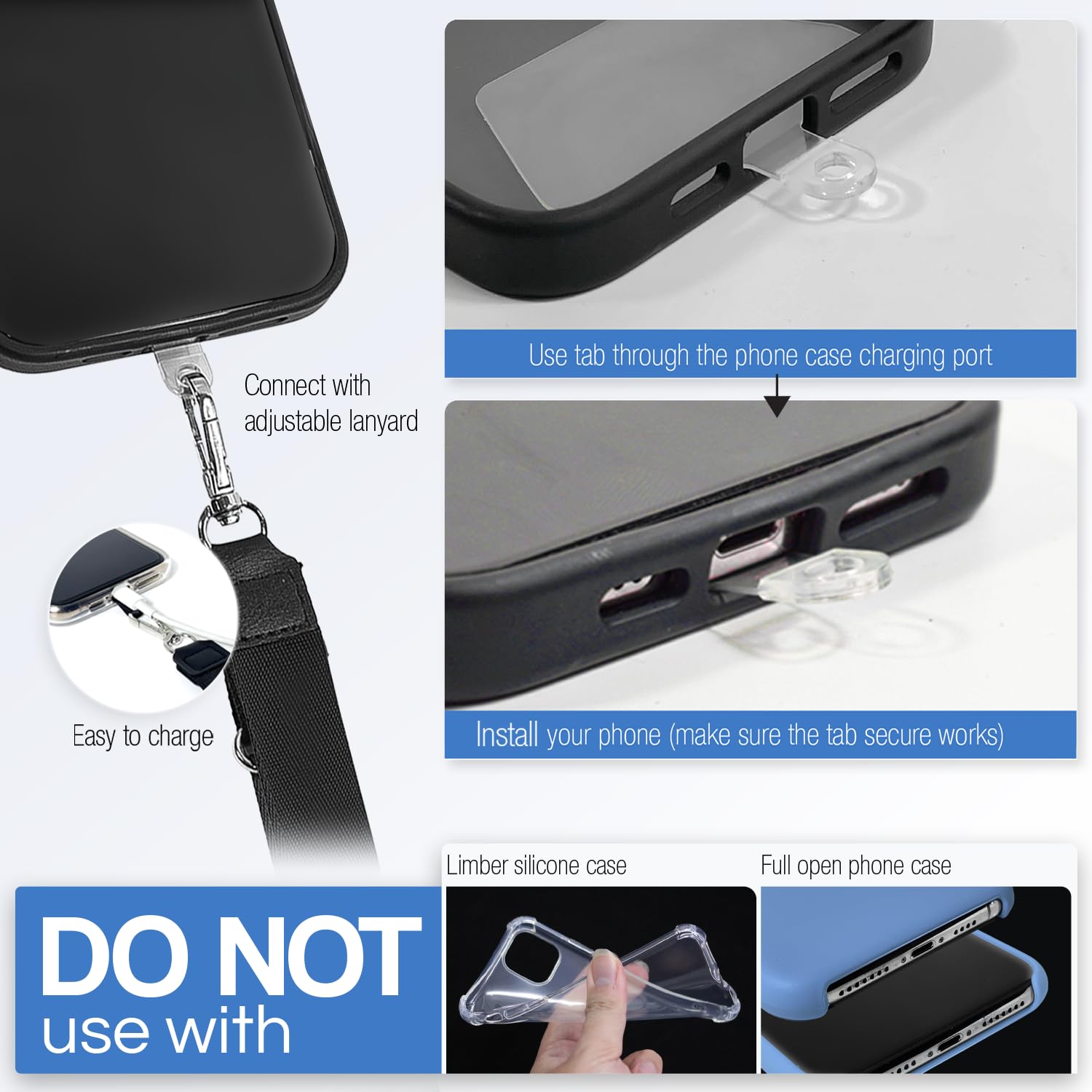 Crossbody Phone Lanyard with Neck & Wrist Straps - 2 Transparent Pads for Secure Phone Holding | Travel Essentials for Women, Cruise Must Haves | Perfect for Shopping, Concerts & Outdoor Activities