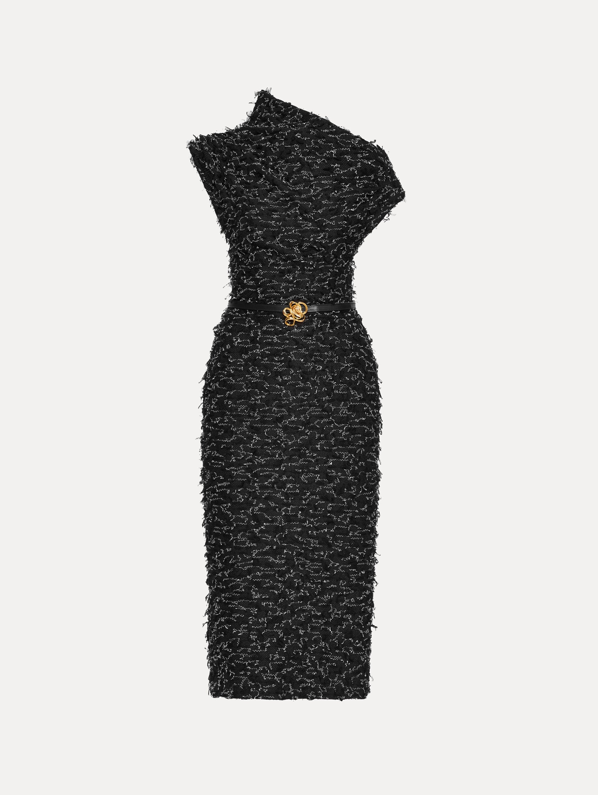 Elegant Eyelash Tweed Pencil Dress for Women - Office, Cocktail & Party Wear - Slim Fit Stretch Formal Dress with Pockets