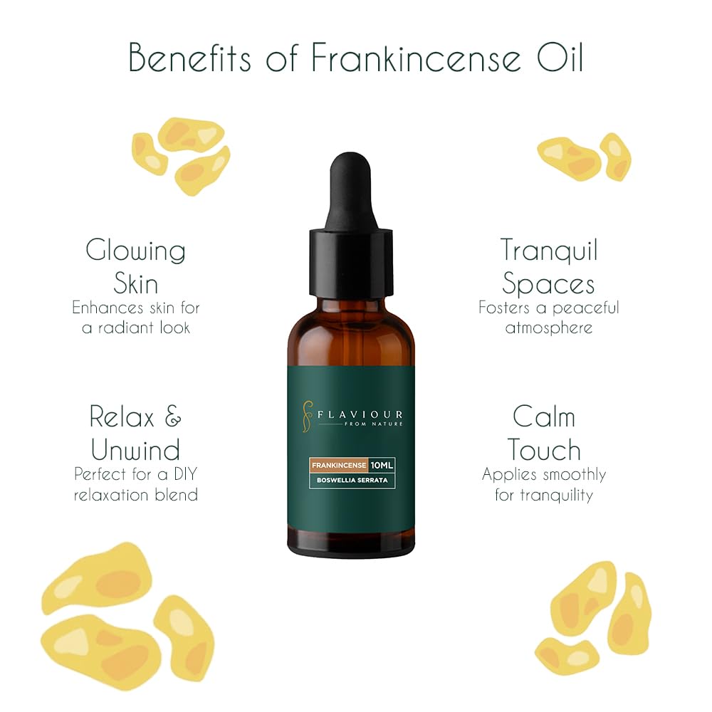 100% Pure & Natural Frankincense Essential Oil for Relaxation, Stress Relief & Skin Care | Boswellia Serrata Oil | 10ml | Promotes Inner Peace & Hair Nourishment | Perfect for Aromatherapy, Massage & DIY Beauty Products