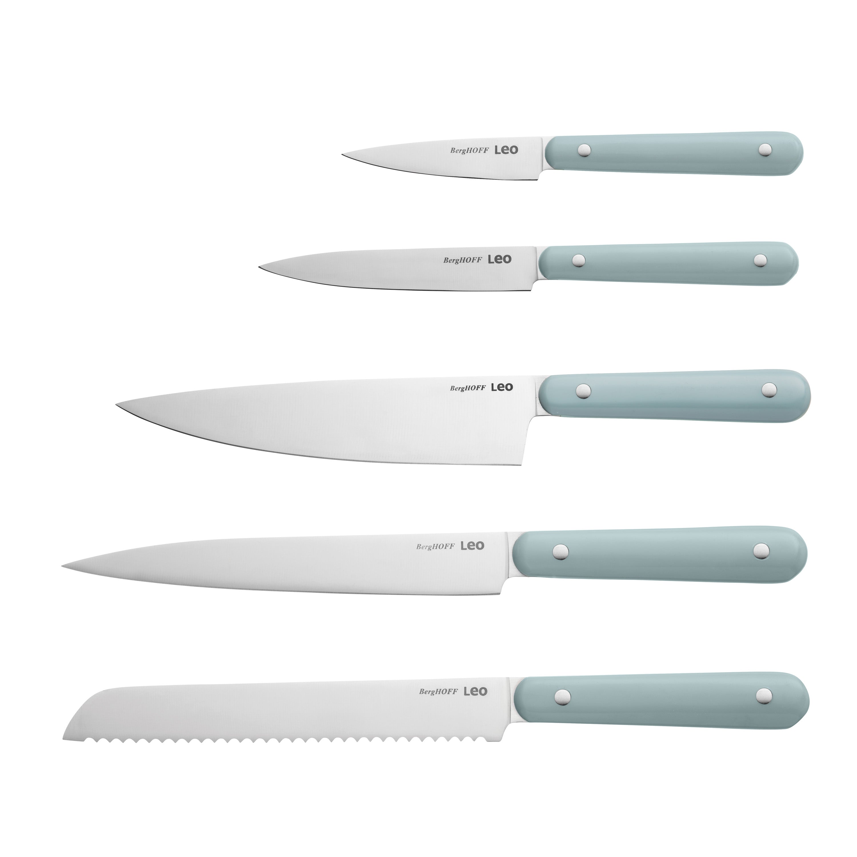 BergHOFF Leo Slate 5-Piece Stainless Steel Knife Set - Complete Kitchen Cutlery for Slicing, Dicing & Chopping - Perfect for Home Chefs & Cooking Enthusiasts