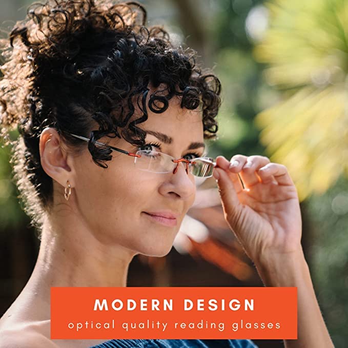 Premium Rimless Folding Reading Glasses with Compact Case - Slim Lightweight Portable Eyewear for Men & Women | Perfect for Travel, Office, and Everyday Use