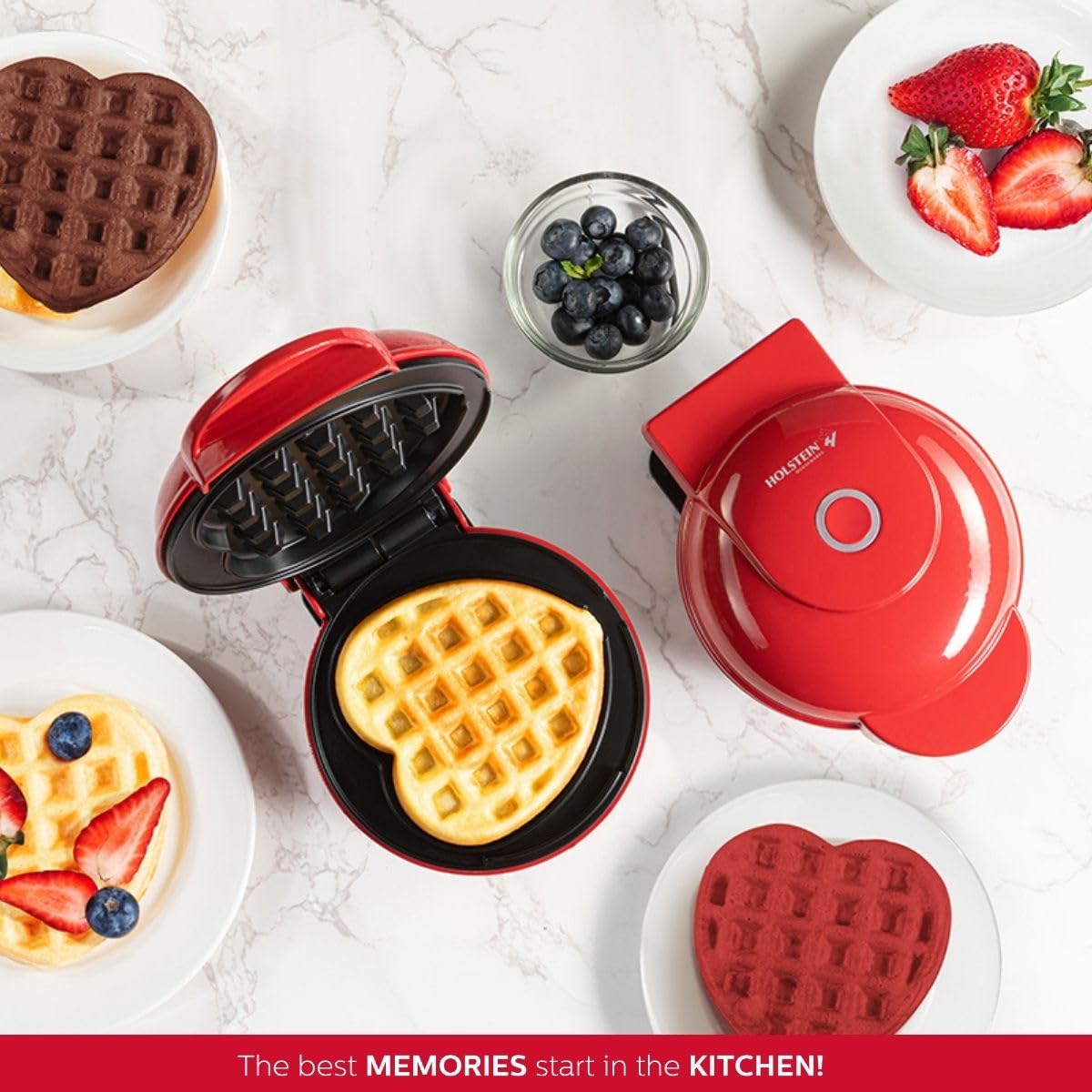 Non-Stick Heart Waffle Maker - 4-inch Mini for Breakfast & Snacks