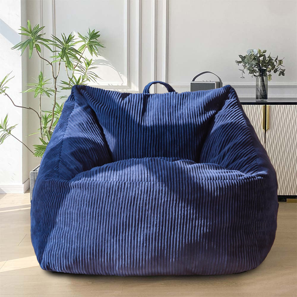 MAXYOYO Bean Bag Chair with Handle - Navy Floor Sofa for Teens, Living Room Accent Chair with Storage Pocket - Perfect for Gaming, Reading & Relaxing in Bedroom, Dorm or Lounge