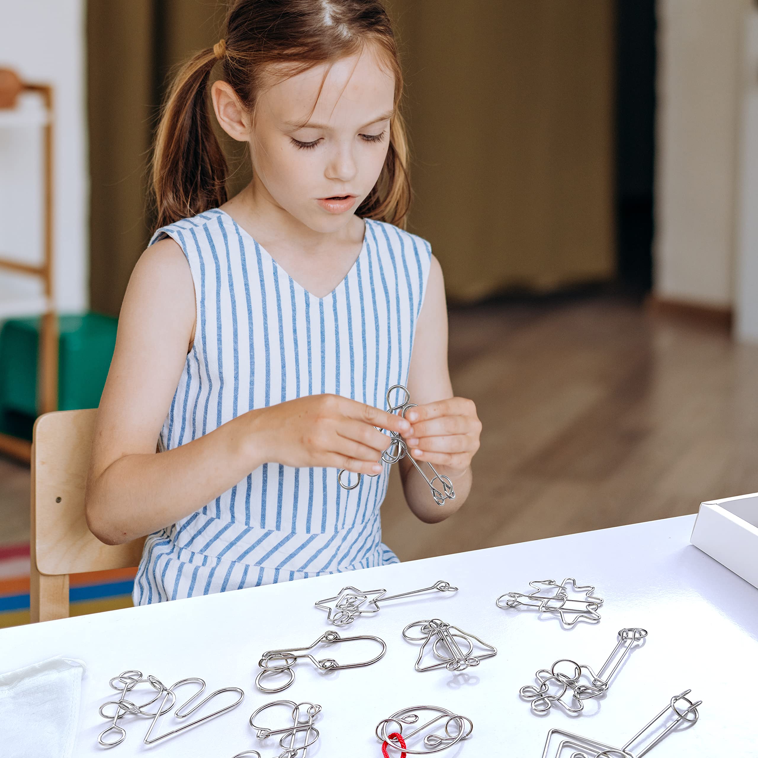 Metal Wire Puzzle Set 12pcs - Brain Teaser Toys for Kids & Adults - Party Games & Gifts
