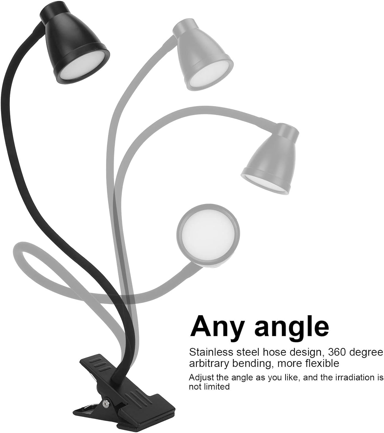 USB LED Desk Lamp Clip On Reading Light - 10W 38 LED Clamp Lamp with 3 Light Modes & 10 Dimmable Brightness Levels, Auto Off Timer, 360° Flexible Gooseneck - Perfect for Bedside, Office Desk, Study Room, Dorm Room & Night Reading