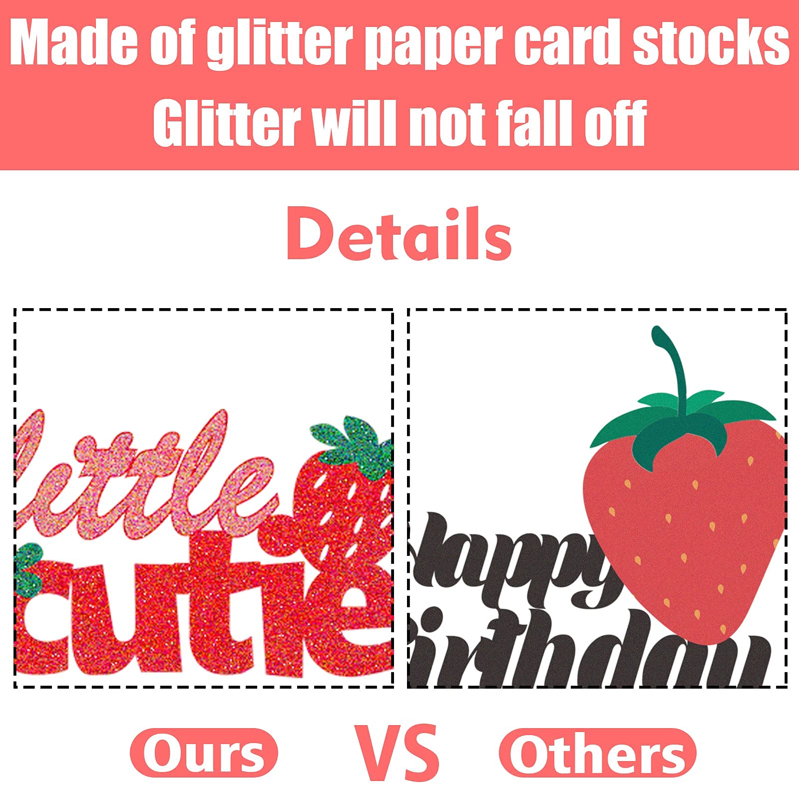 Strawberry Cake Toppers for 1st Birthday & Baby Shower - Strawberry Theme Cake Decorations - Fruits Birthday Party Supplies - Perfect for Strawberry Themed Parties, Baby Showers, and Birthday Celebrations