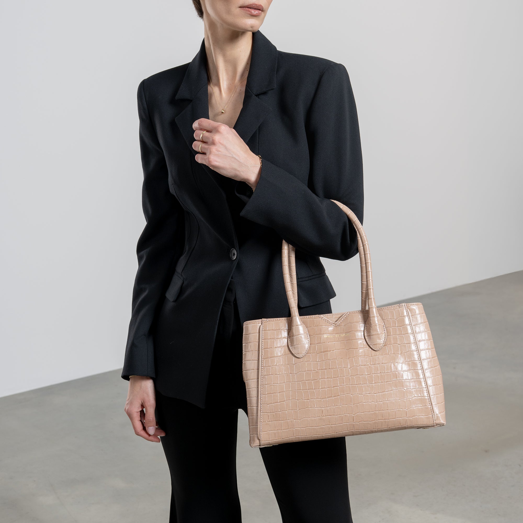 Isabel Croco Black Calfskin Leather Handbag and Wallet Set for Women - Luxury Gift for Mother's Day, Birthday, Anniversary & Special Occasions