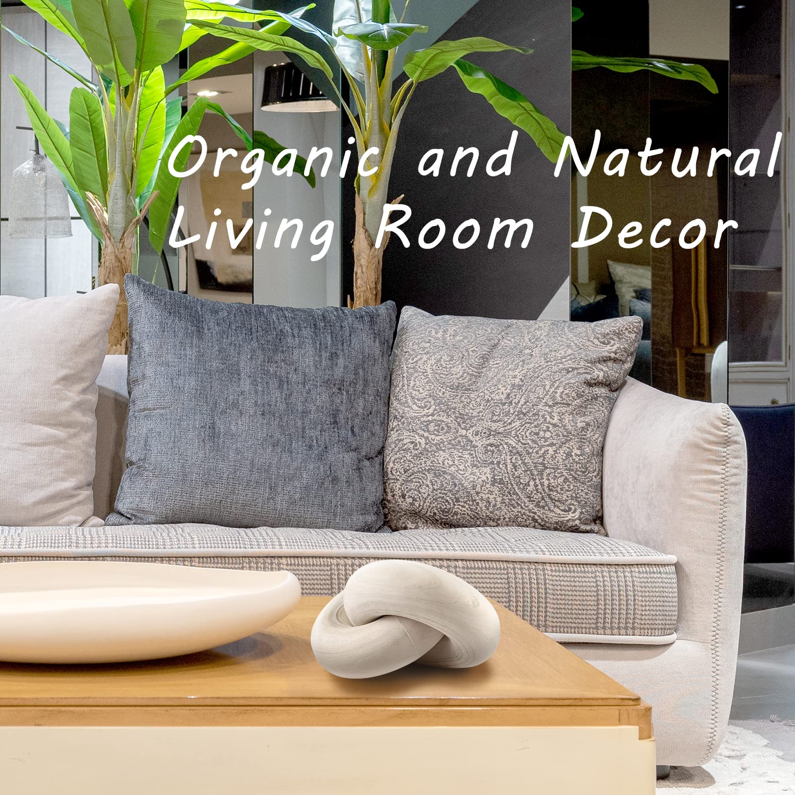 Rustic Round Coffee Table with Wood Knot Design - Handcrafted Wooden Chain Link Shelf Decor for Boho & Farmhouse Living Room - Perfect for Coffee Table, Dining Table, and Bookshelf Display