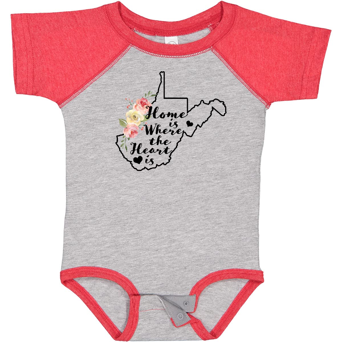 Inktastic West Virginia Home is Where The Heart is Watercolor Baby Bodysuit - Soft Cotton Infant Onesie for Newborns & Toddlers - Perfect for Family Photos, Holidays & Everyday Wear