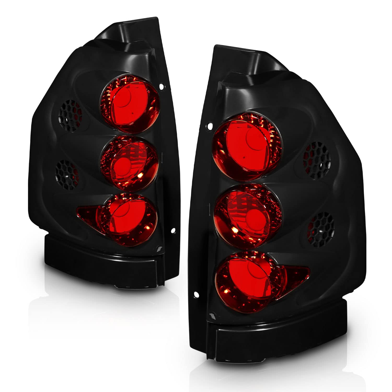 AmeriLite Black Euro Replacement Tail Lights for 2002-2009 GMC Envoy & 2002-2006 Envoy XL - Left & Right Side - Durable LED Brake Lights for Improved Visibility and Safety at Night