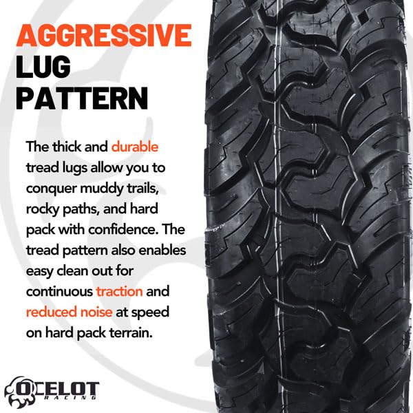 Ocelot WR2016 32x10x14 UTV Tires - 8-Ply All Terrain Radial Tires with Non-Directional Tread & Thick Lugs for Mud, Sand, Snow & Off-Roading - Perfect for ATV, UTV & Side-by-Side Vehicles