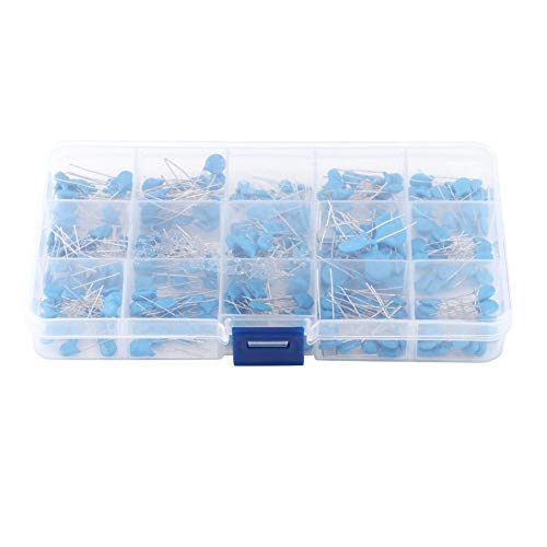 300pcs High Voltage Ceramic Capacitor Kit - 15 Values Assortment for Electronics Projects, DIY Repairs & Circuit Board Upgrades - Perfect for Hobbyists, Engineers & Technicians