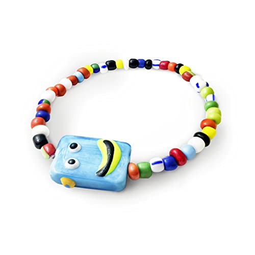 Handmade Personalized Cartoon Bracelets with Blue Smile Face Monster - Adjustable String Couple Bracelet Jewelry for Women, Men, Teens - Perfect for Gifts, Anniversaries, and Matching Couple Outfits