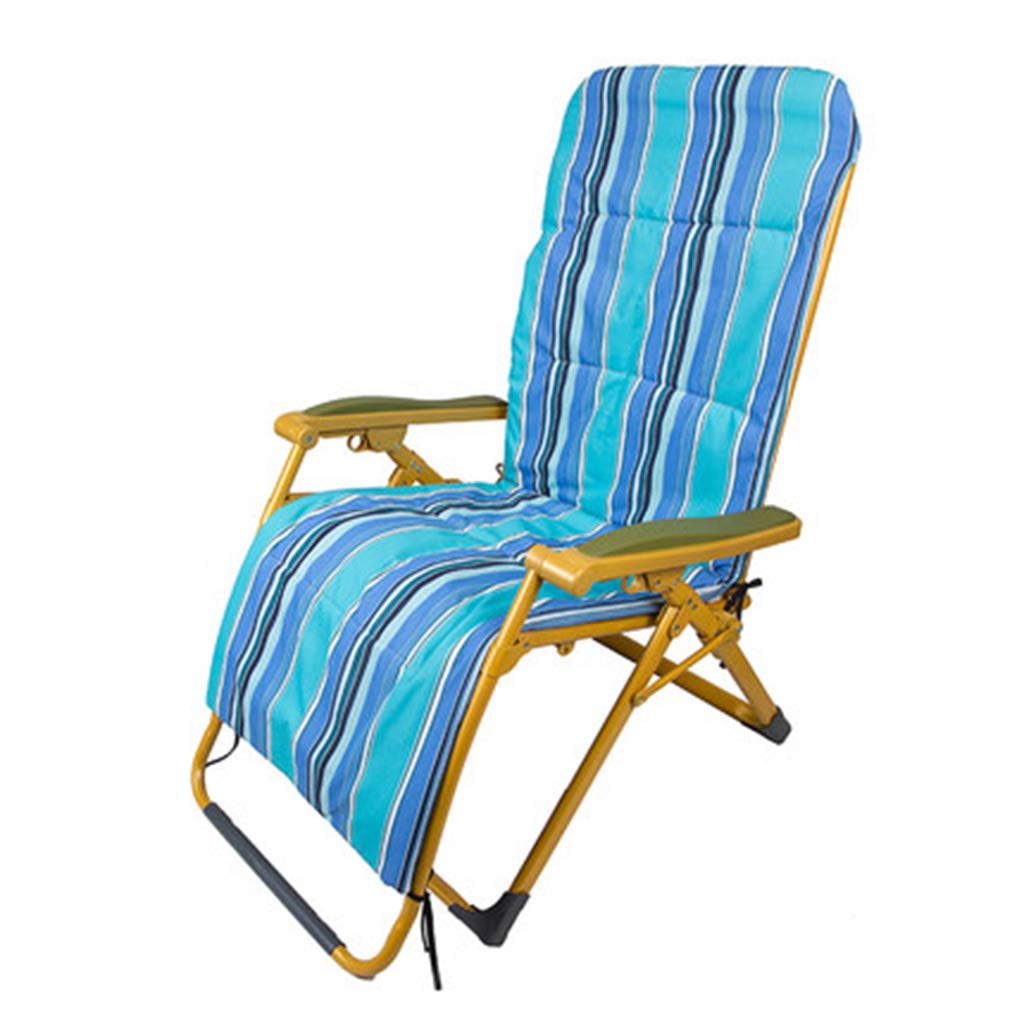 **XINGPING Folding Lounge Chair - Wide Seat Office Break Chair, Pregnant Woman & Balcony Relaxation Chair with Blue Cotton Pad - Perfect for Home, Office & Outdoor Use**