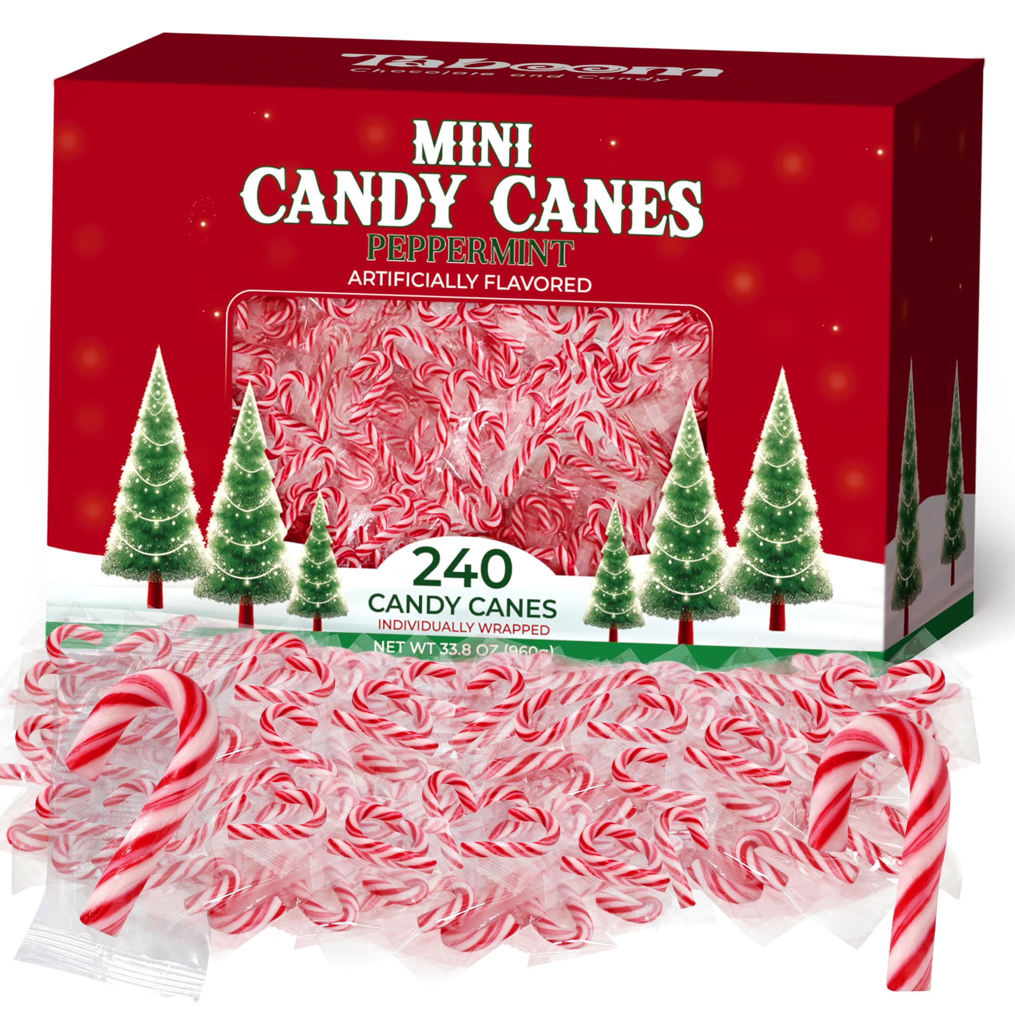Bulk Mini Candy Canes 240 Pack - Individually Wrapped Small Peppermint Christmas Candy, Red & White Holiday Treats for Stocking Stuffers, Party Favors, Office Gifts & Festive Decorations | Perfect for Christmas Celebrations, Holiday Parties & Sweet Treat Baskets