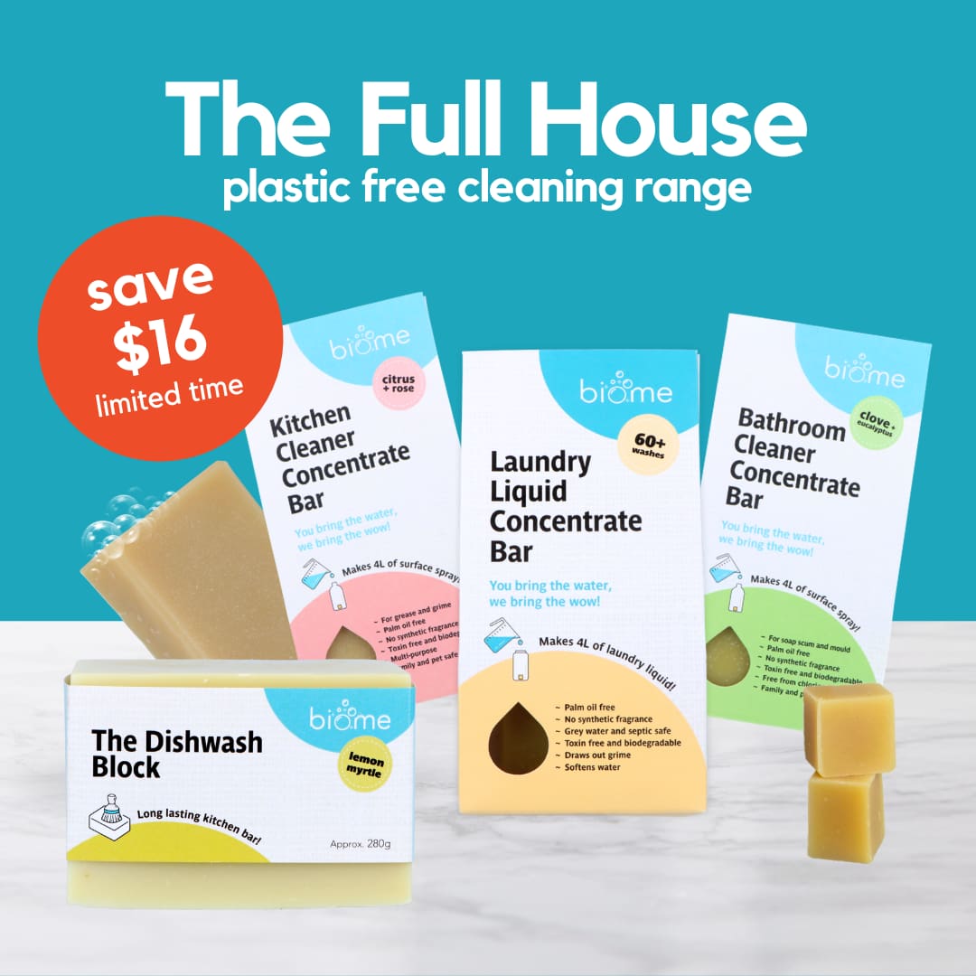 Biome's Plastic-Free Cleaning Bundle - Eco-Friendly Dish Soap, Laundry Detergent & All-Purpose Cleaner for Sustainable Home Cleaning