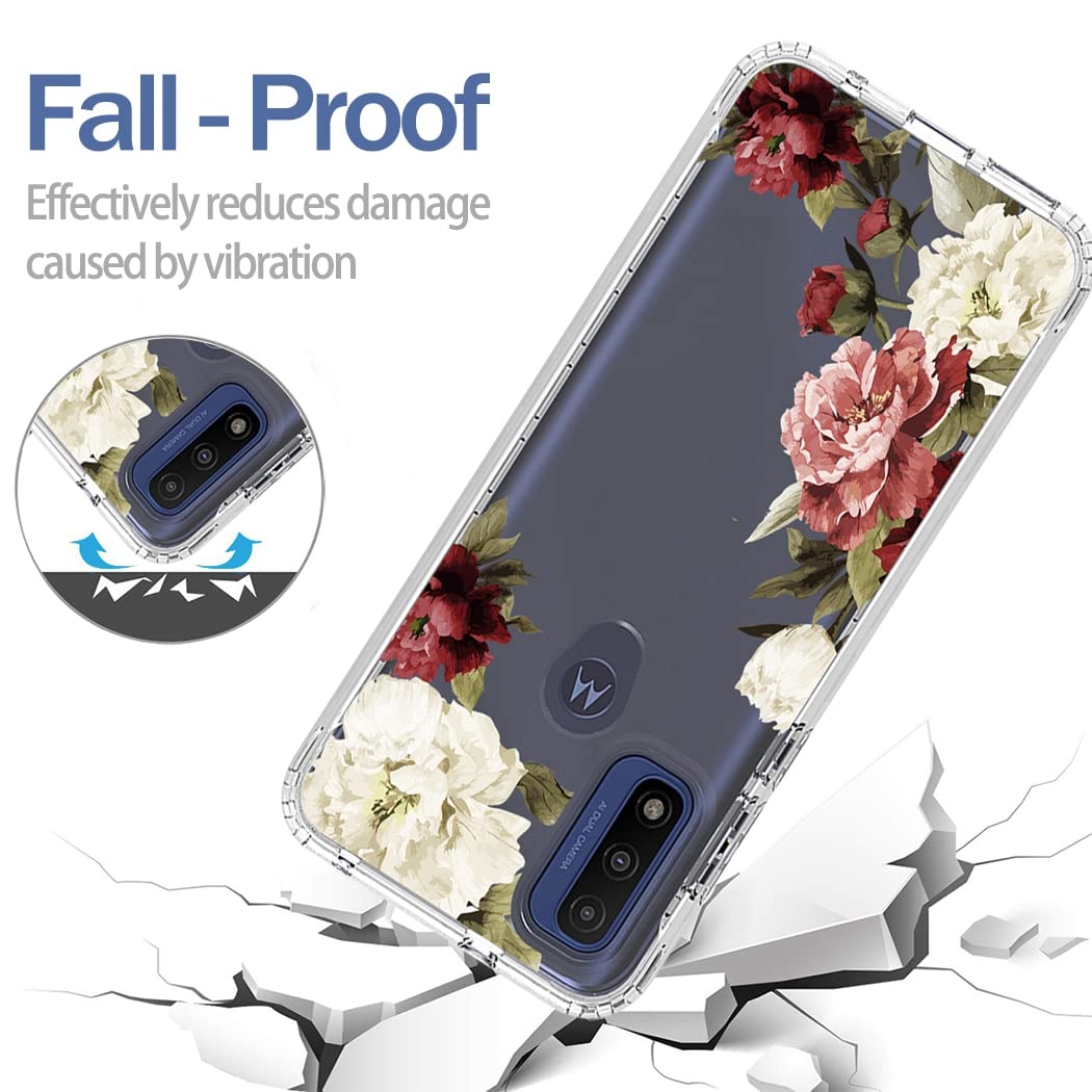 **Moto G Pure 2021 Case with Tempered Glass Screen Protector | Clear Floral Design Full Body Protective Cover for Motorola XT2163DL | Durable & Stylish for Everyday Use**