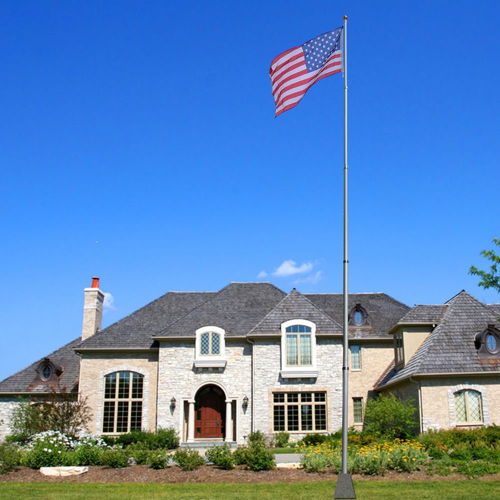 25 FT Telescopic Aluminum Flagpole with Canadian Flag - Durable & Lightweight for Outdoor, Garden, and Patriotic Display