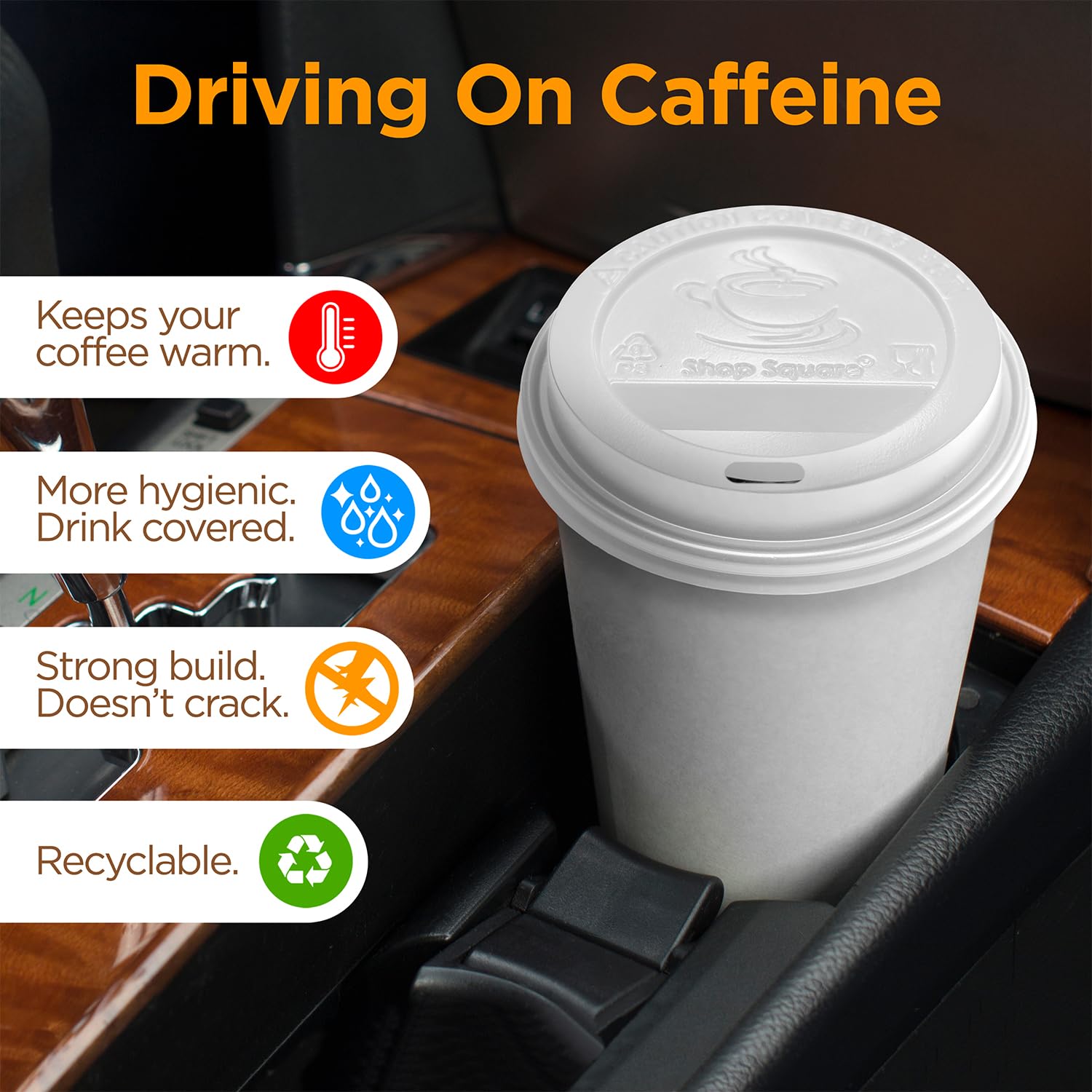 (500-Pack) Disposable Coffee Cup Lids - Fits 8/10/12/16/20/24 oz Paper Cups - White Dome Lids for To-Go Beverages, Coffee, Tea, Hot Chocolate - Perfect for Cafes, Offices & Takeout Services