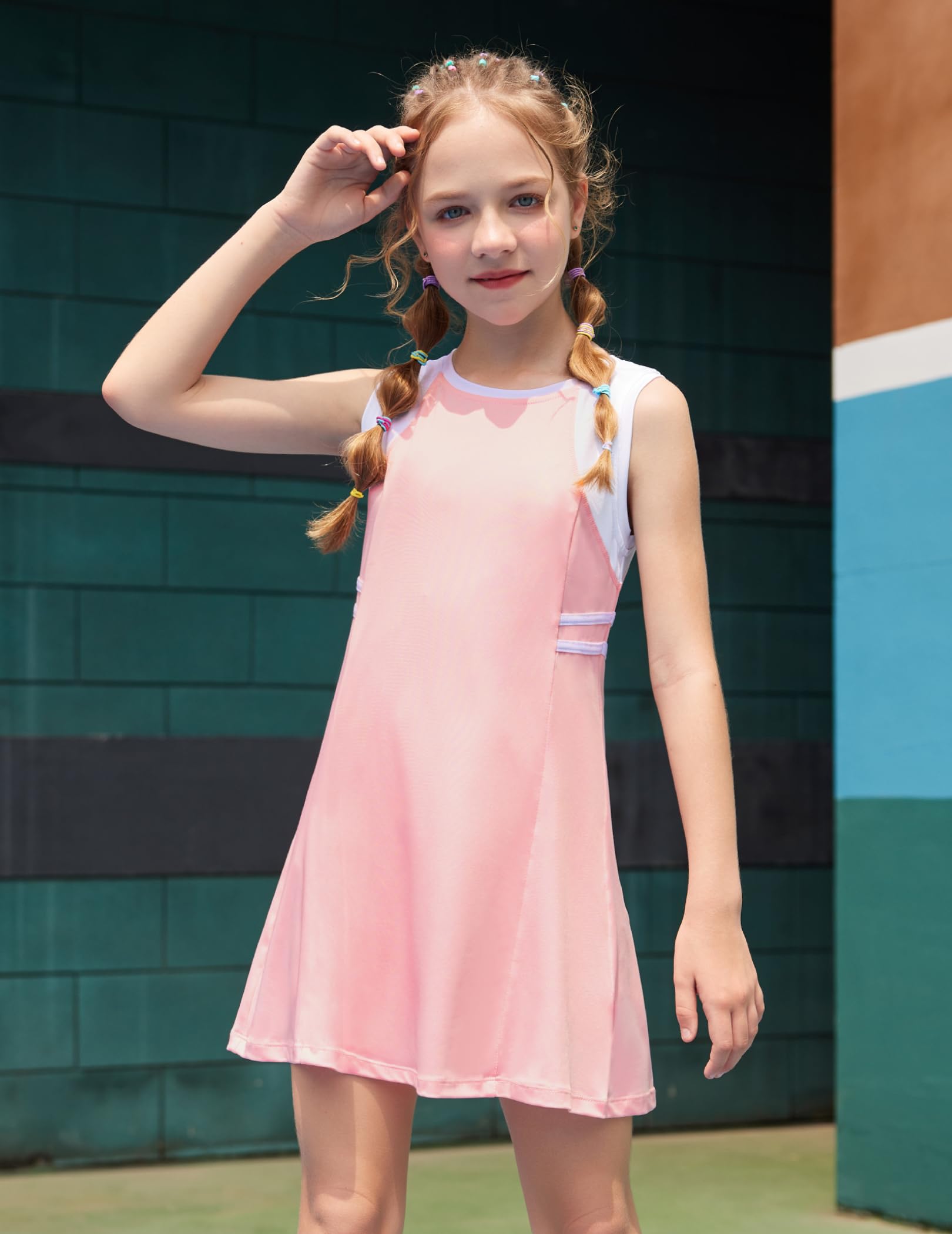 Zaclotre Girls Tennis & Golf Dress Outfit - Sleeveless Sports Dress with Pockets & Built-in Shorts - Activewear Set for Tennis, Golf & Outdoor Activities