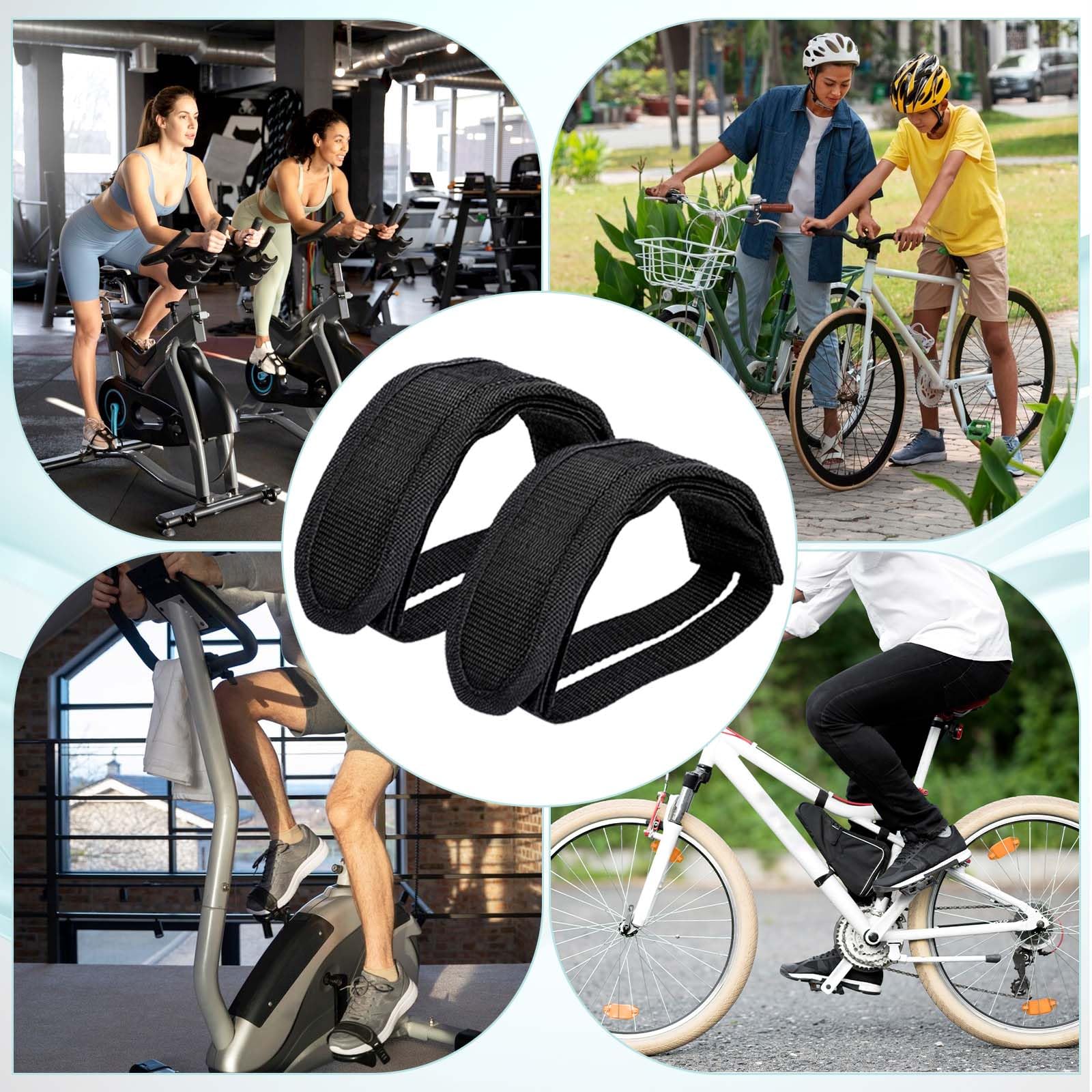 1 Pair Adjustable Anti-Slip Bike Pedal Straps - Universal Bicycle Toe Clips with Double Adhesive for Exercise & Road Bikes - Perfect for Cycling, Spinning & Indoor Workouts