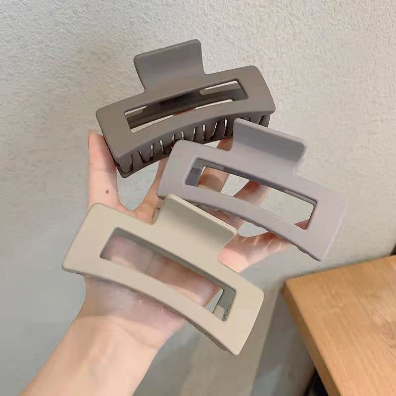 Non-Slip Acrylic Banana Hair Clips Set - 3.5 Inch Matte Rectangle Claw Clips for Women & Girls (Pack of 3) | Perfect for Thin to Thick Hair Styling, Office, School & Everyday Use