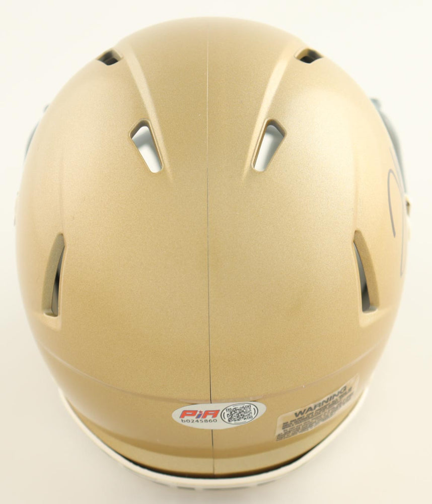 Authentic Jordan Faison Signed Notre Dame Fighting Irish Speed Mini Helmet - Collectible Football Memorabilia for Fans and Sports Enthusiasts - Perfect for Display, Gifts, and Game Room Decor