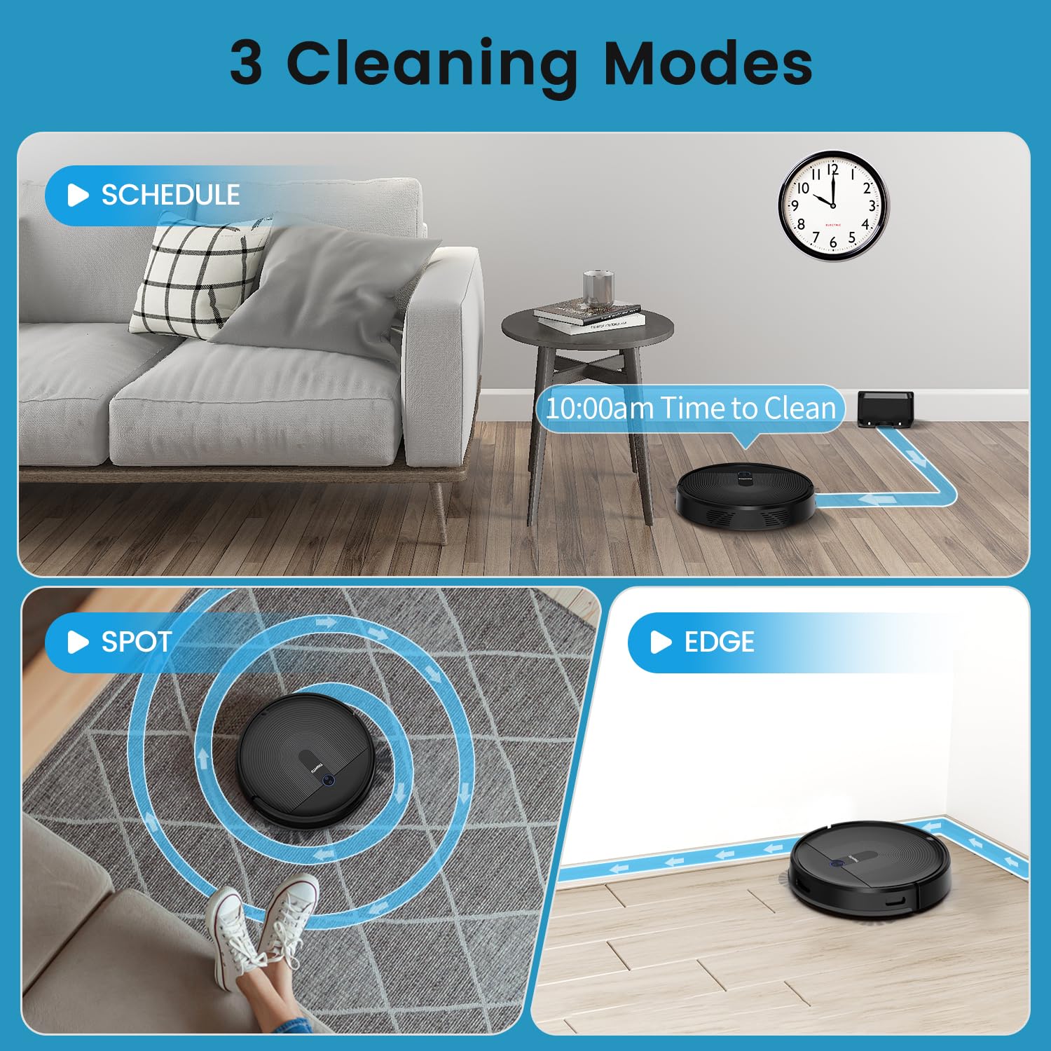 Smart Robot Vacuum Cleaner 2500Pa with WiFi App Control - Powerful Suction for Pet Hair, Hard Floors & Carpets - Ideal for Home Cleaning & Pet Owners