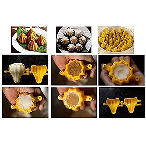 APOLLINE INDIA® Plastic Ganpati Modak Mould Set - 2 Piece Medium No.2 (2 Fold Modak Maker) for Ganesh Festival & Indian Sweet Making | Perfect for Modak, Dumplings & Traditional Desserts