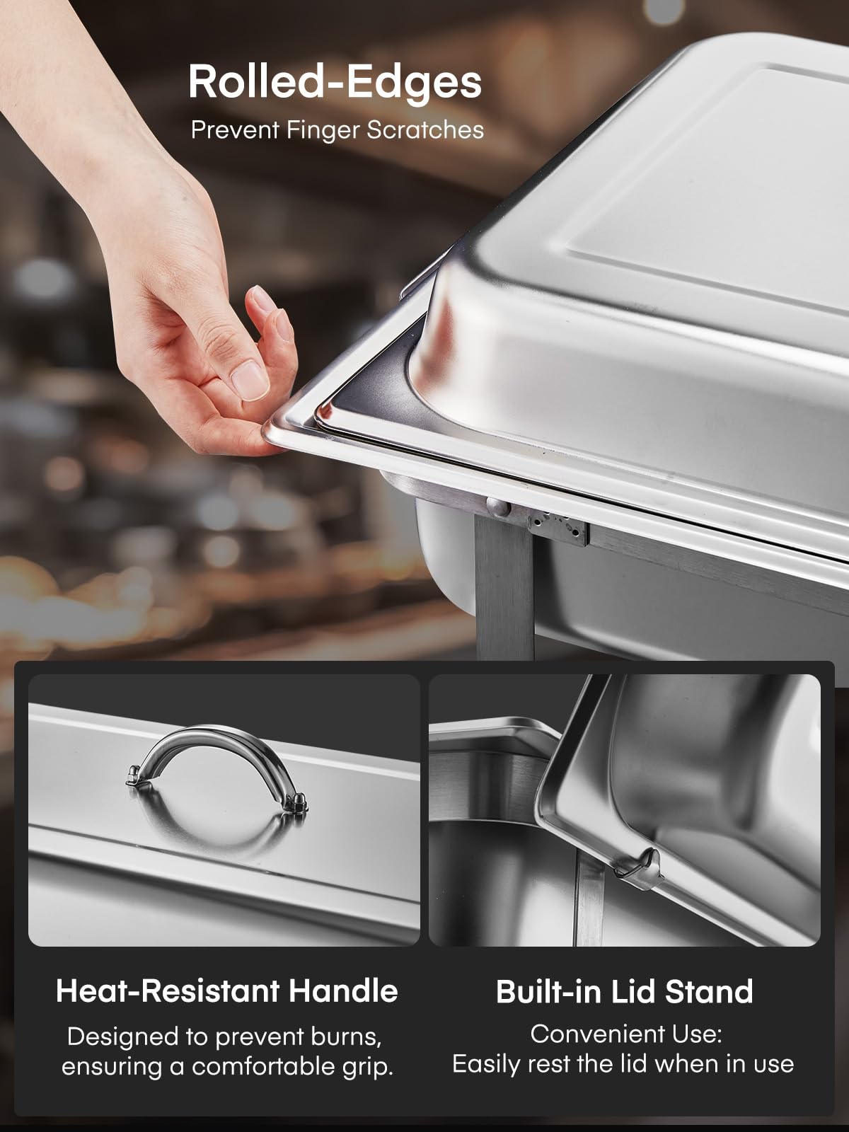 4-Pack Stainless Steel 9.5QT Chafing Dishes for Buffet Catering | 35oz 6-in-1 Nut Milk Maker Machine (1000ml 800W) for Almond, Soy & Oat Milk | Perfect for Restaurants, Weddings & Home Use