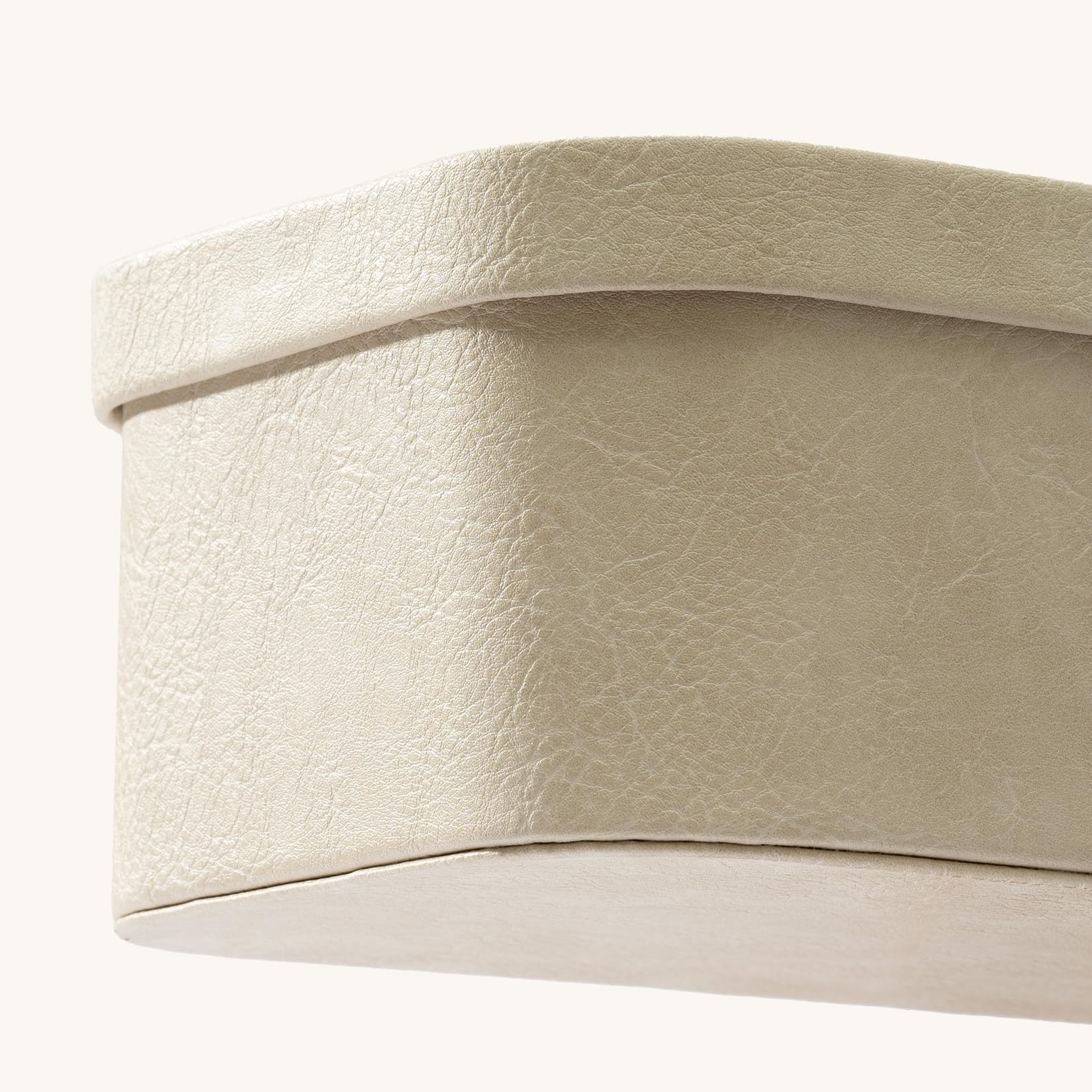 La Jolie Maison 3-Piece Vegan Leather Storage Box Set with Lids - Stackable Decorative Organizer Boxes for Home, Office & Closet - Beige Storage Containers for Jewelry, Makeup & Small Items