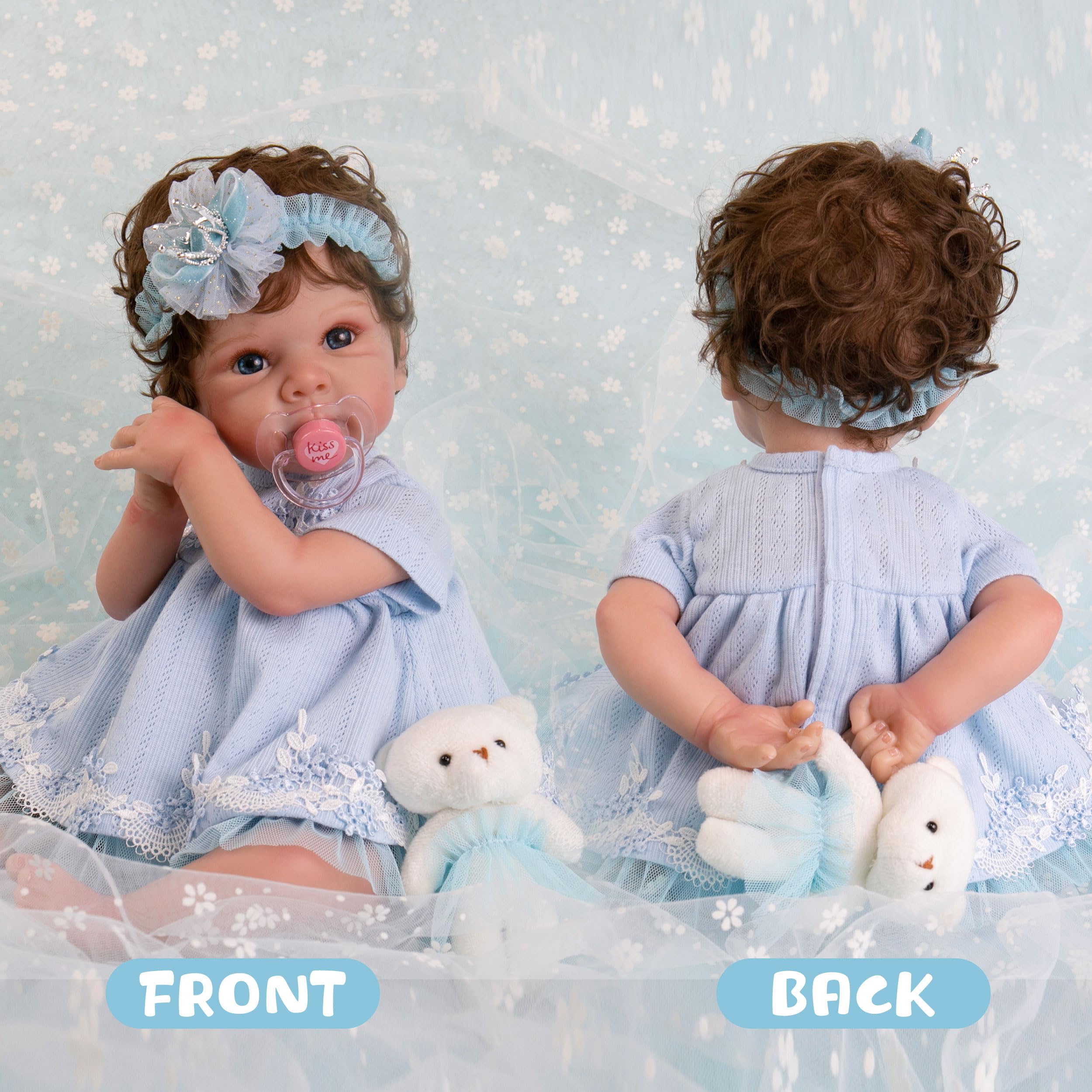 Realistic Reborn Baby Doll Clothes Set - Blue Girl Outfit & Accessories for 17-22 Inch Dolls | Perfect for Collectors, Photography & Role Play