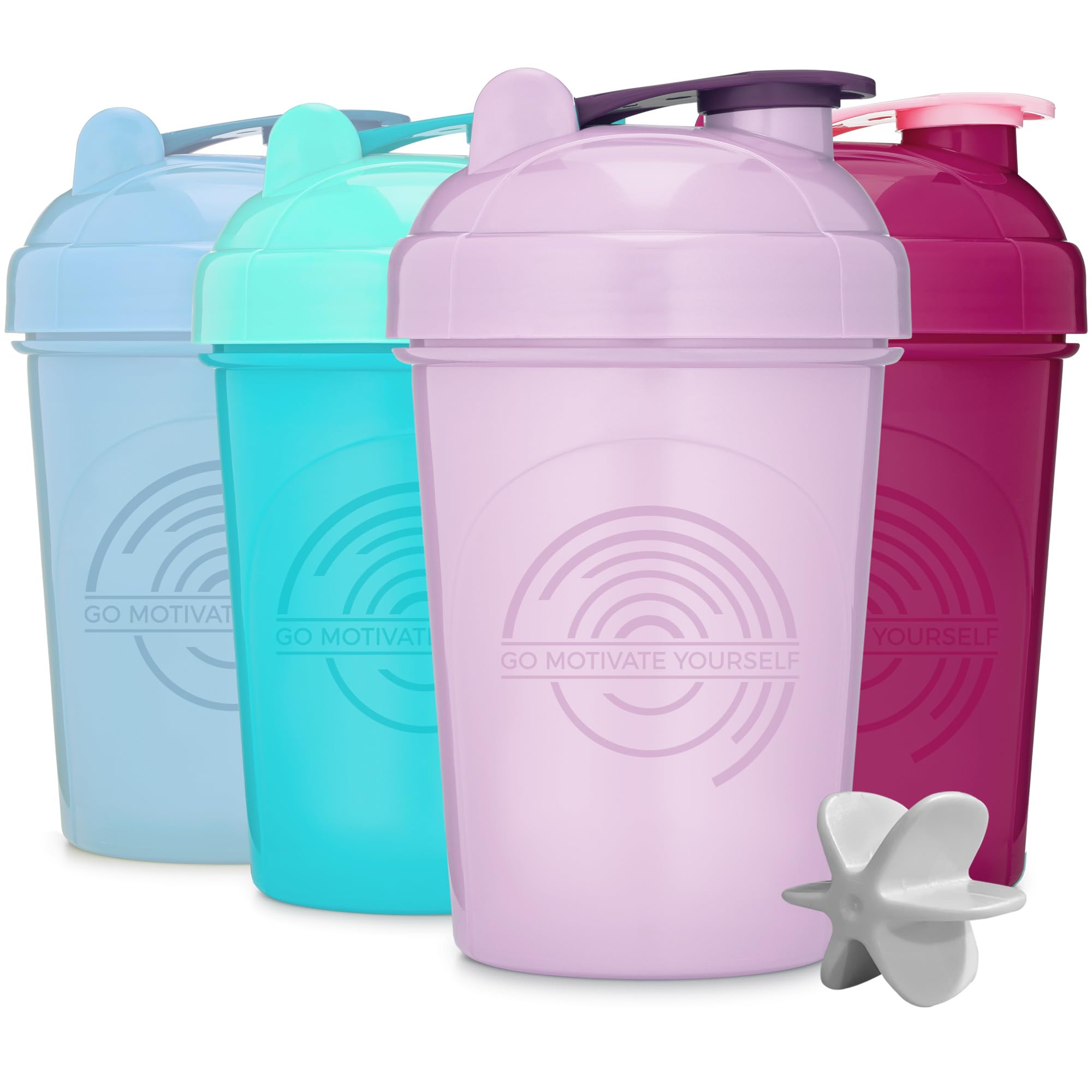 GOMOYO 4-Pack 20oz Protein Shaker Bottles with Whisk Blender - BPA Free, Dishwasher Safe - Perfect for Gym, Workout, and Meal Replacement Drinks