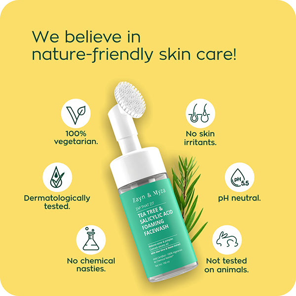 ZM Zayn & Myza Tea Tree & Salicylic Acid Foaming Face Wash 100ml - Acne Treatment & Oil Control for Clear Skin - Perfect for Daily Skincare Routine